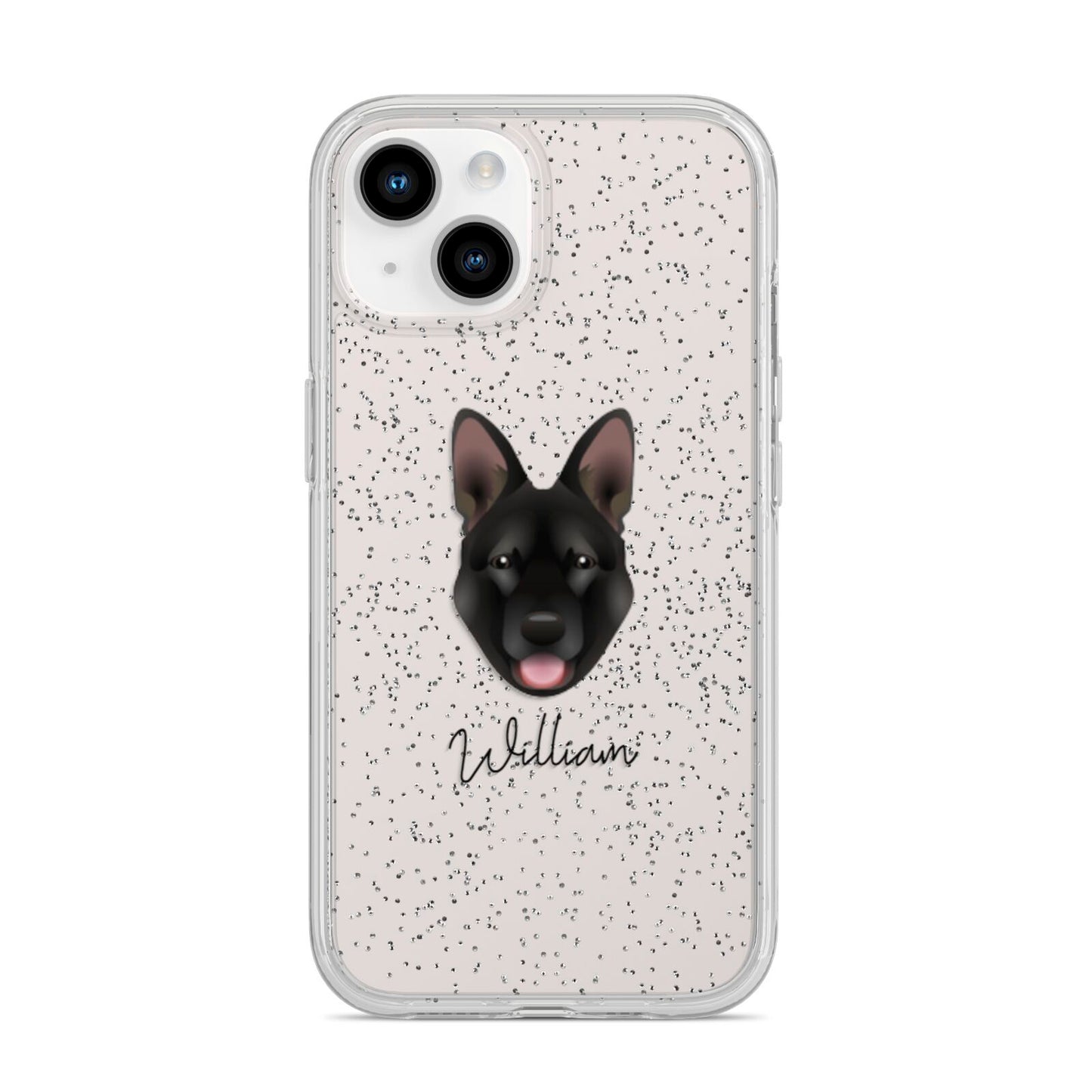 Belgian Malinois Personalised iPhone 14 Glitter Tough Case Starlight