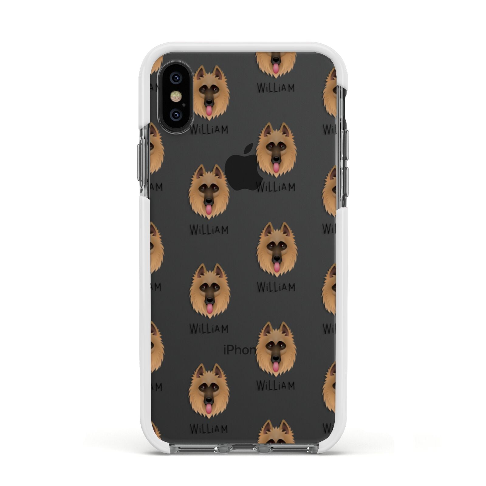 Belgian Shepherd Icon with Name Apple iPhone Xs Impact Case White Edge on Black Phone