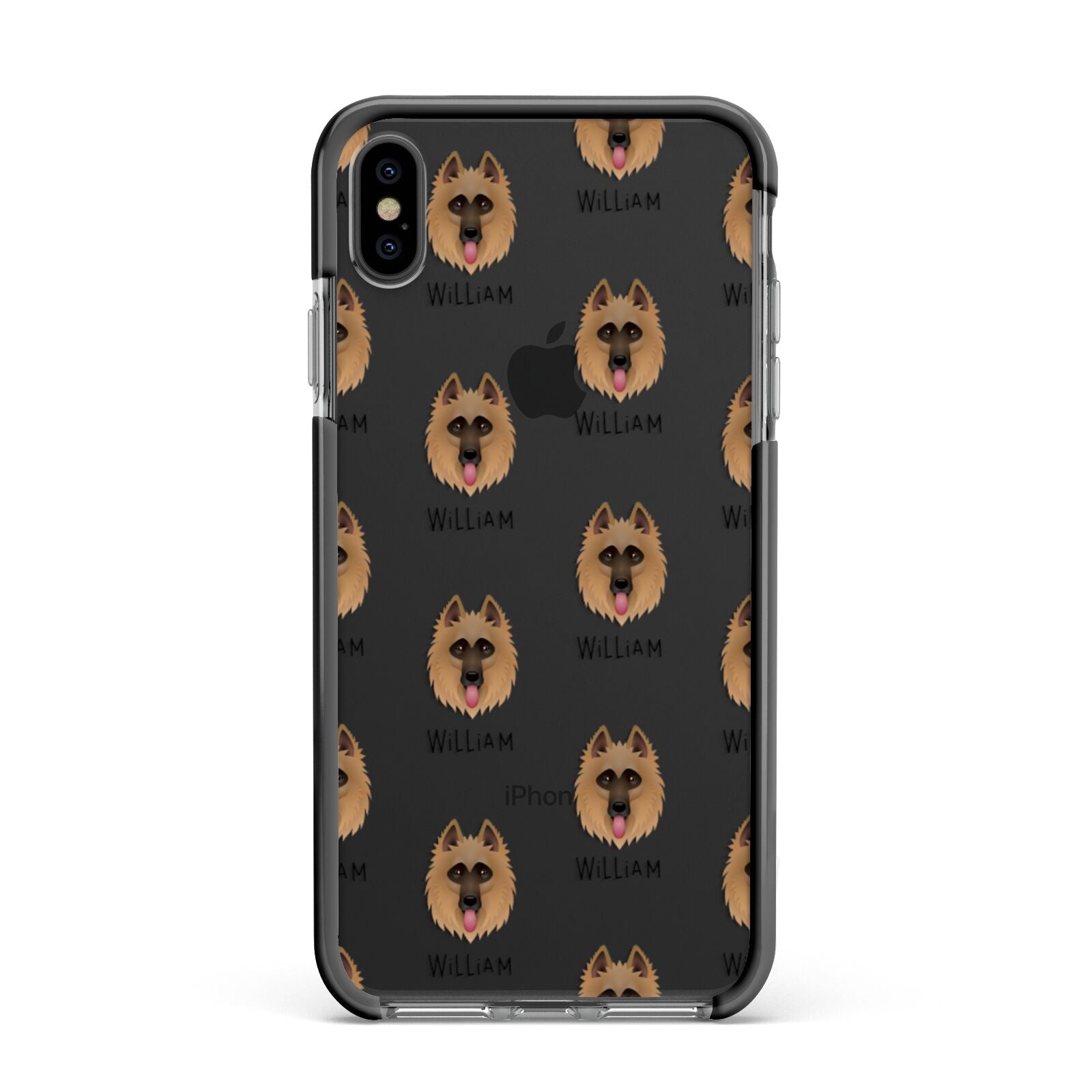 Belgian Shepherd Icon with Name Apple iPhone Xs Max Impact Case Black Edge on Black Phone