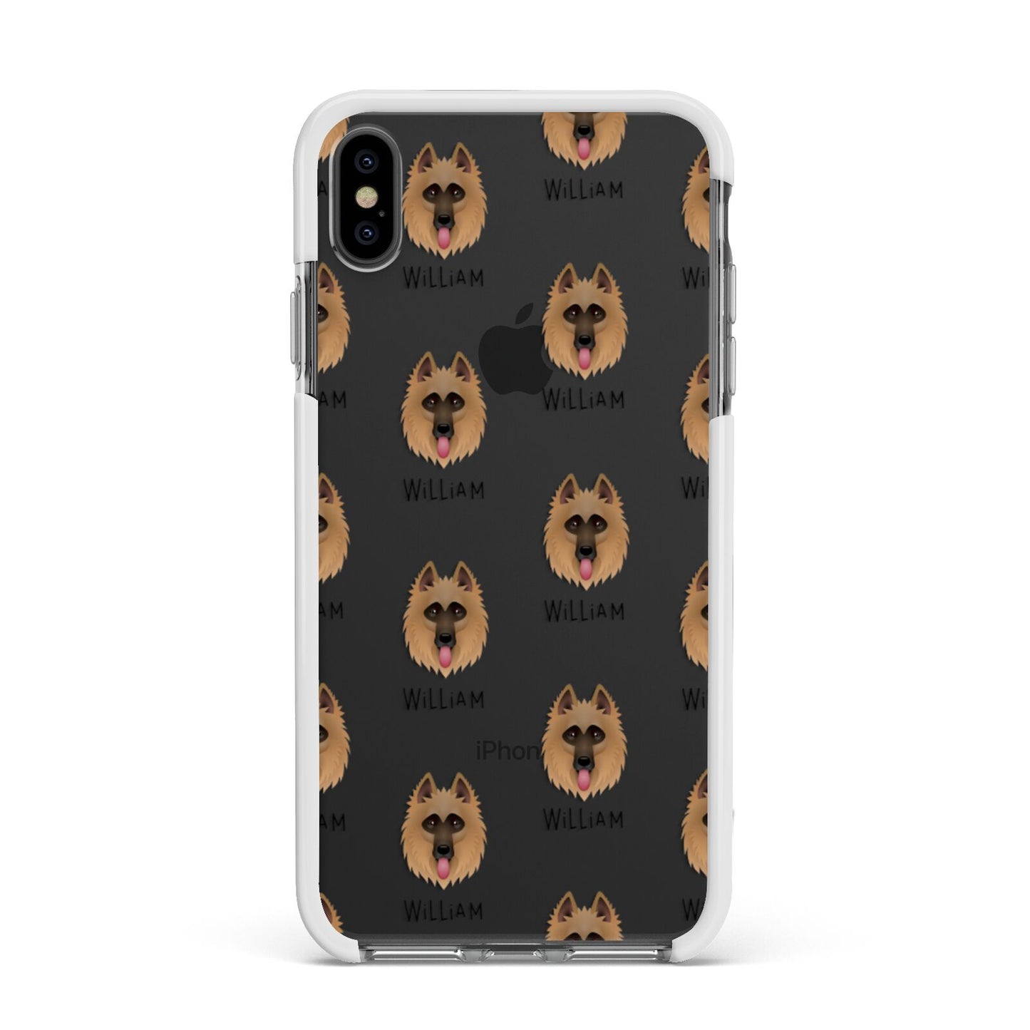 Belgian Shepherd Icon with Name Apple iPhone Xs Max Impact Case White Edge on Black Phone