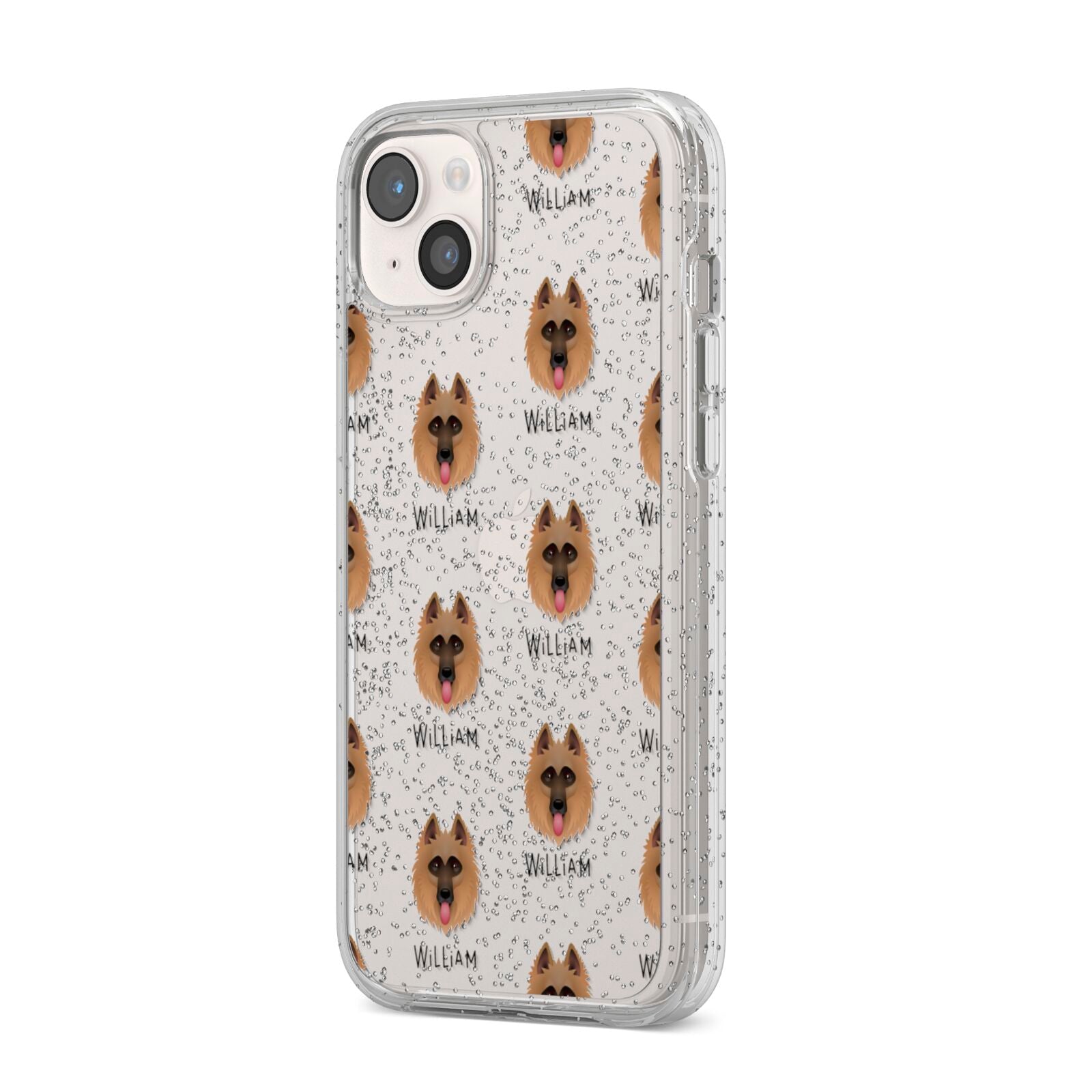 Belgian Shepherd Icon with Name iPhone 14 Plus Glitter Tough Case Starlight Angled Image