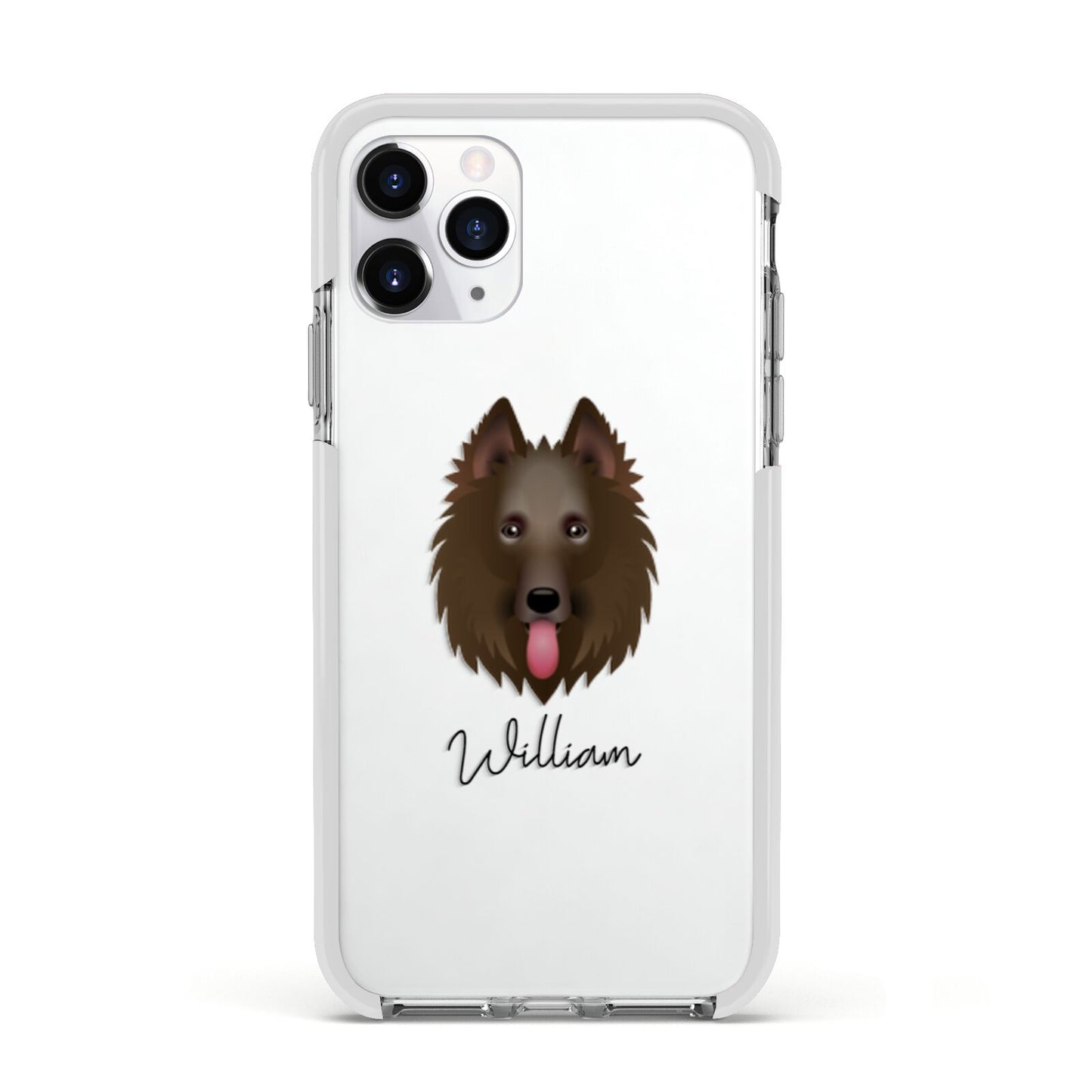 Belgian Shepherd Personalised Apple iPhone 11 Pro in Silver with White Impact Case