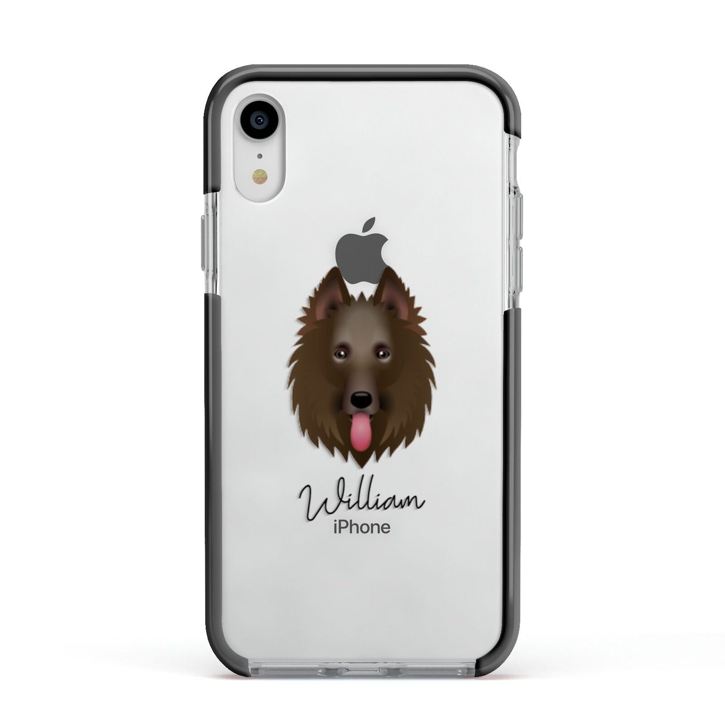 Belgian Shepherd Personalised Apple iPhone XR Impact Case Black Edge on Silver Phone