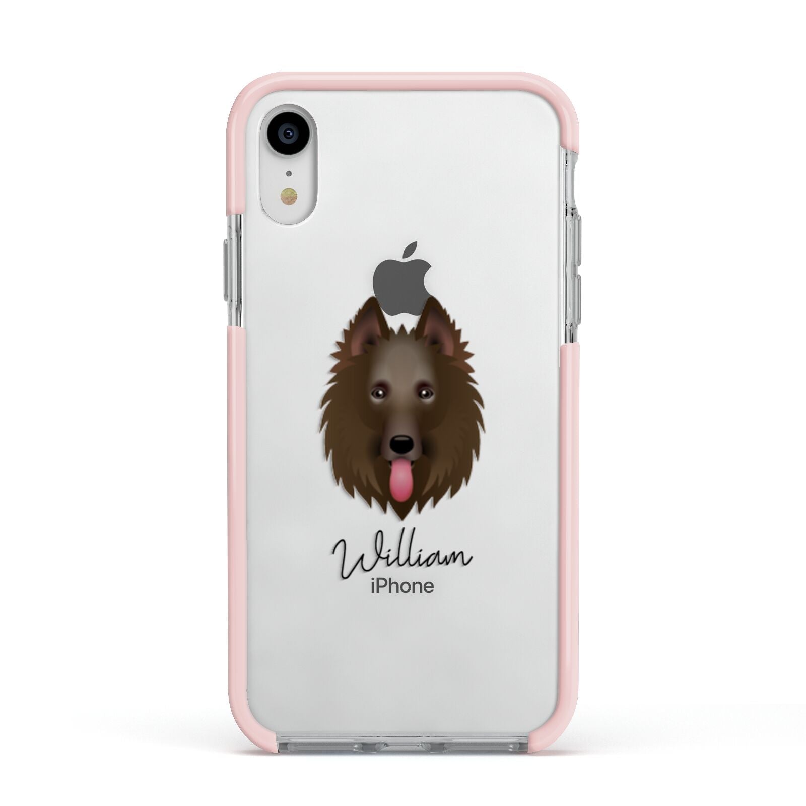 Belgian Shepherd Personalised Apple iPhone XR Impact Case Pink Edge on Silver Phone