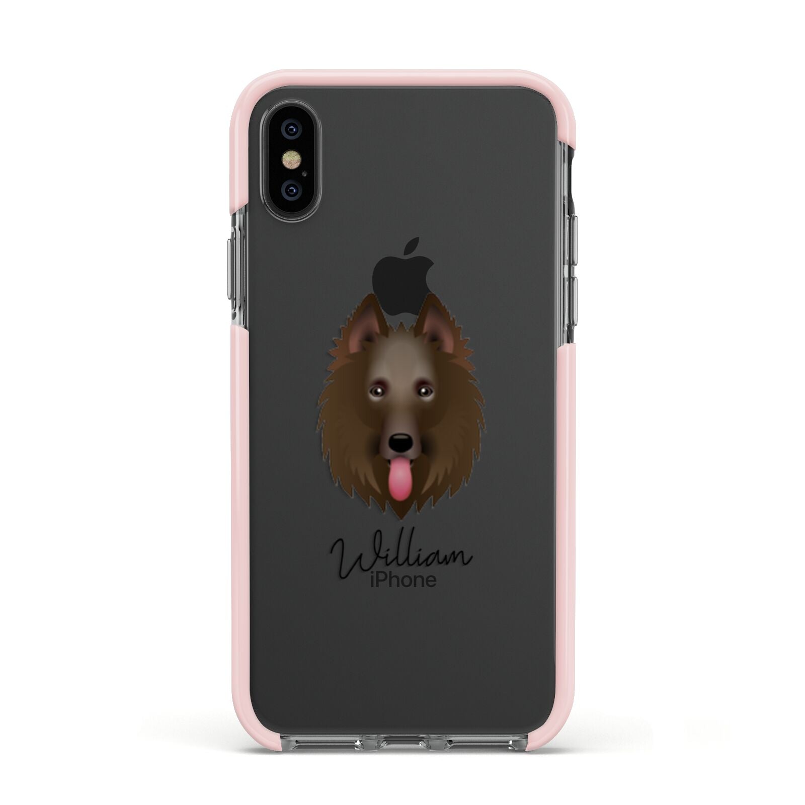 Belgian Shepherd Personalised Apple iPhone Xs Impact Case Pink Edge on Black Phone