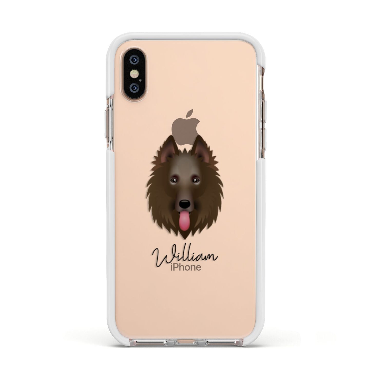 Belgian Shepherd Personalised Apple iPhone Xs Impact Case White Edge on Gold Phone