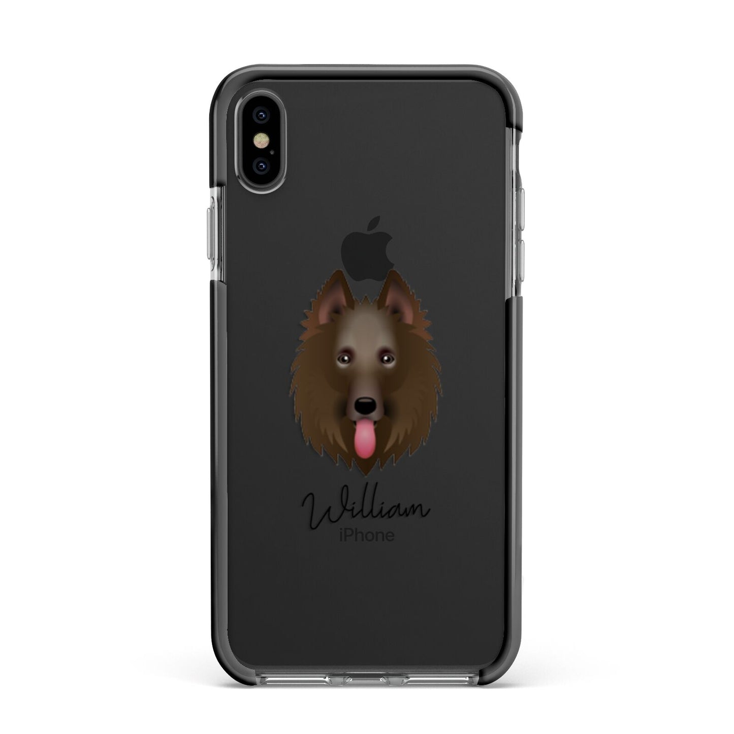 Belgian Shepherd Personalised Apple iPhone Xs Max Impact Case Black Edge on Black Phone