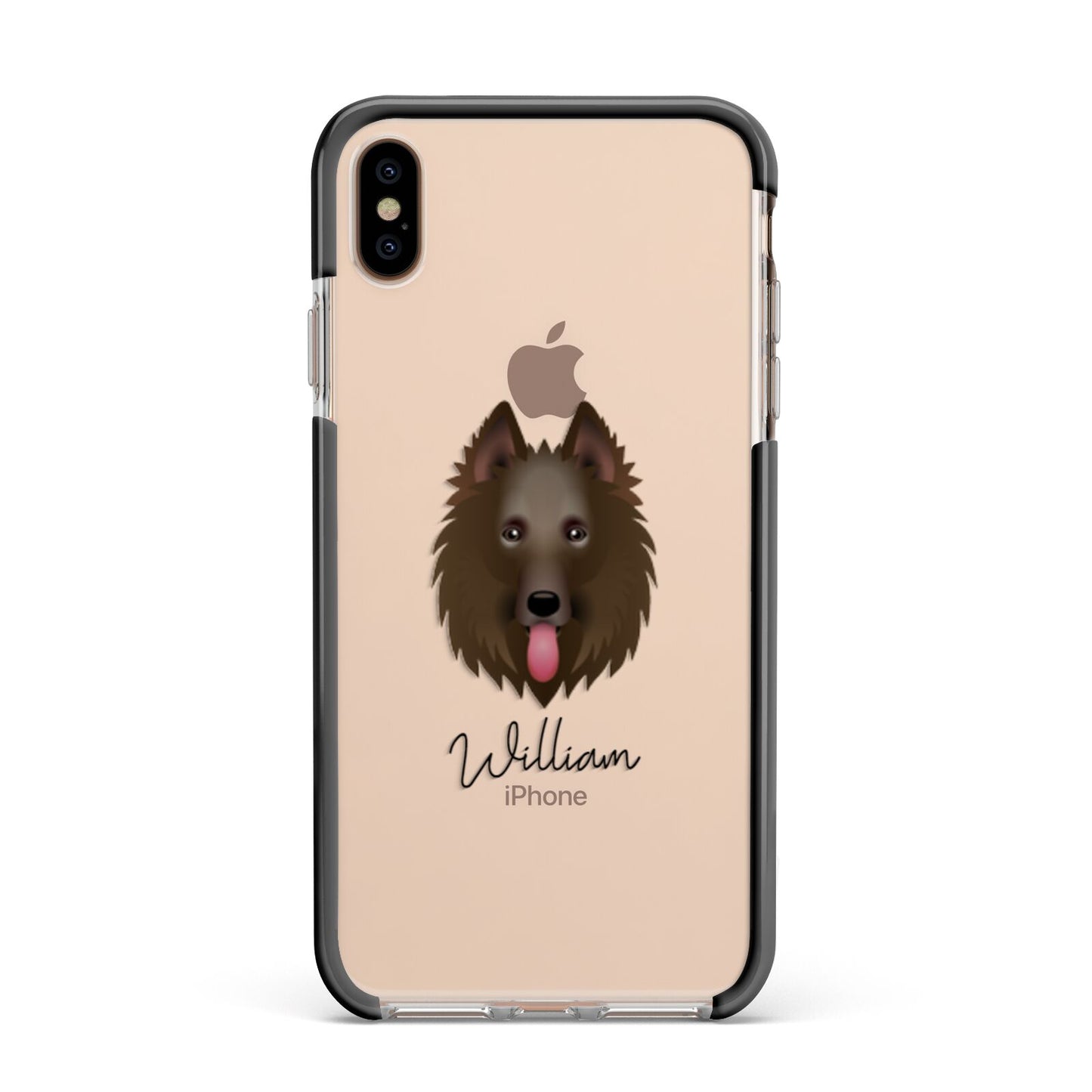 Belgian Shepherd Personalised Apple iPhone Xs Max Impact Case Black Edge on Gold Phone