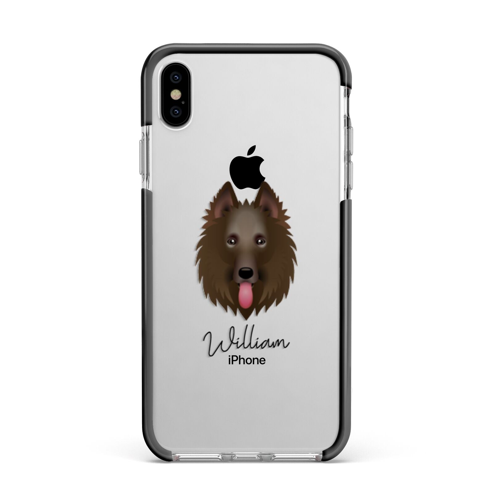 Belgian Shepherd Personalised Apple iPhone Xs Max Impact Case Black Edge on Silver Phone