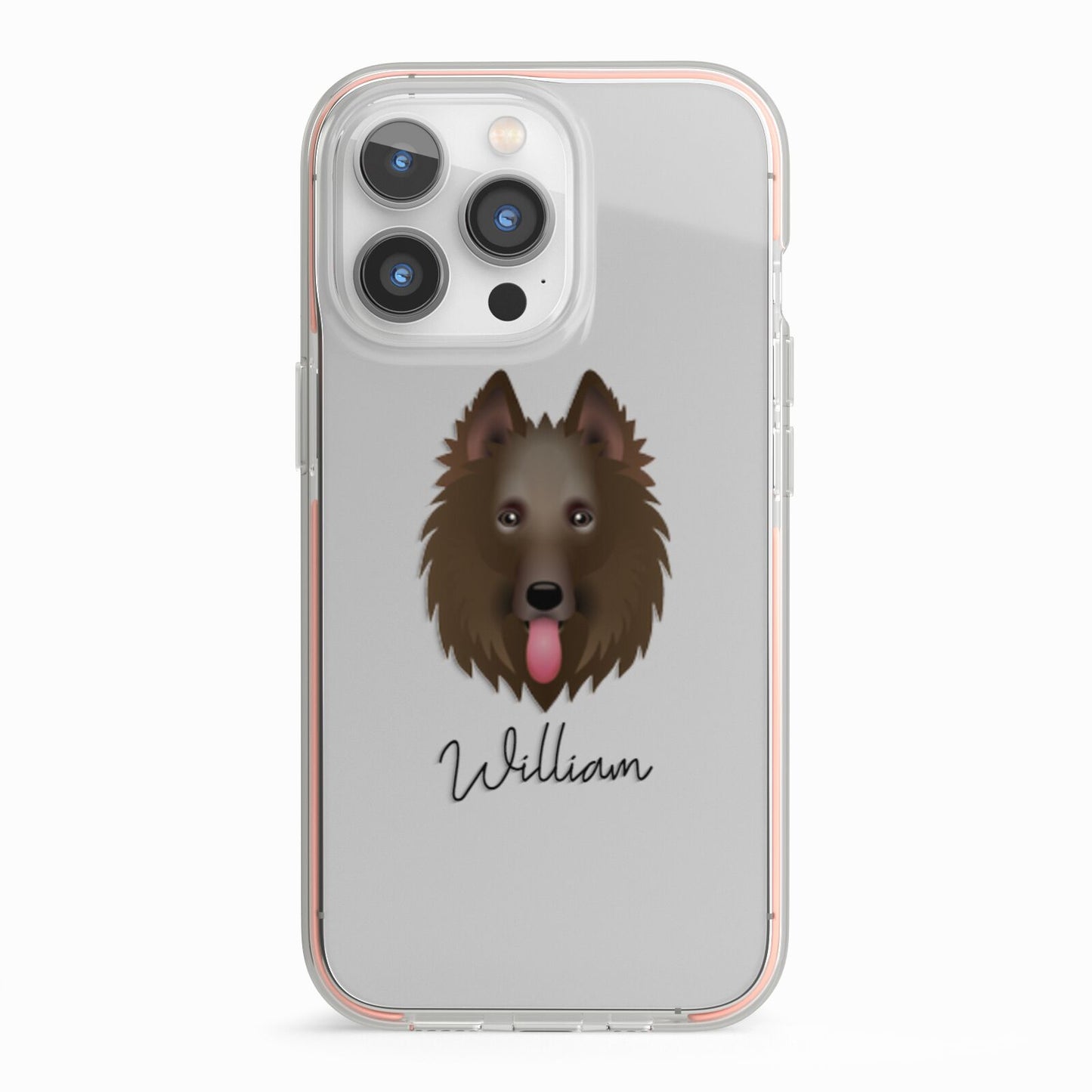 Belgian Shepherd Personalised iPhone 13 Pro TPU Impact Case with Pink Edges