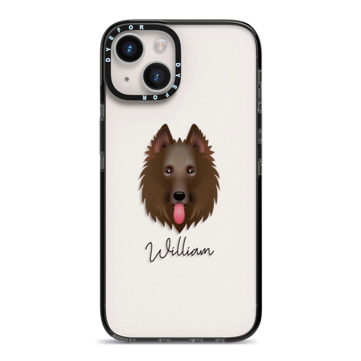 Belgian Shepherd Personalised iPhone 14 Black Impact Case on Silver phone