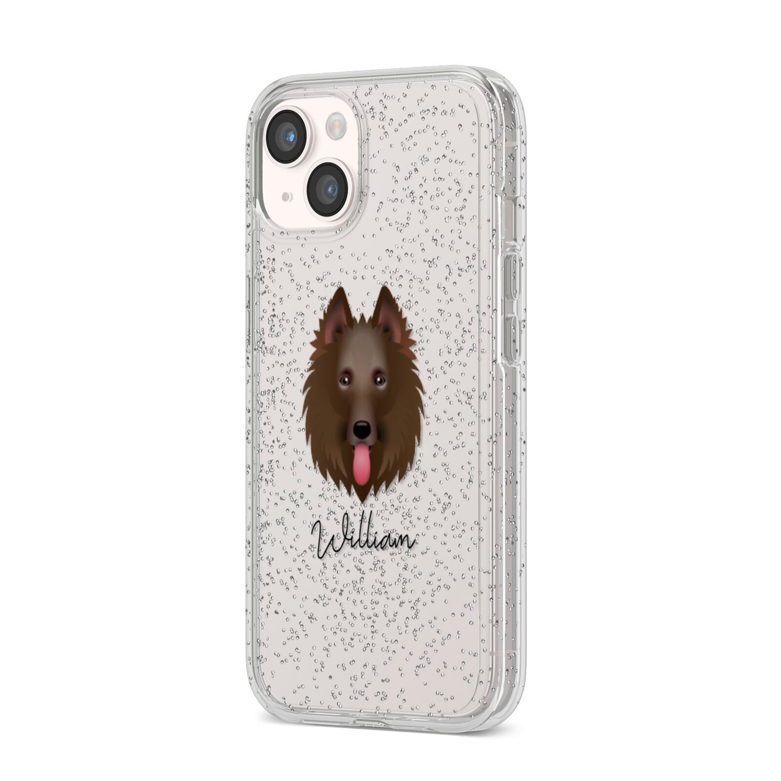 Belgian Shepherd Personalised iPhone 14 Glitter Tough Case Starlight Angled Image