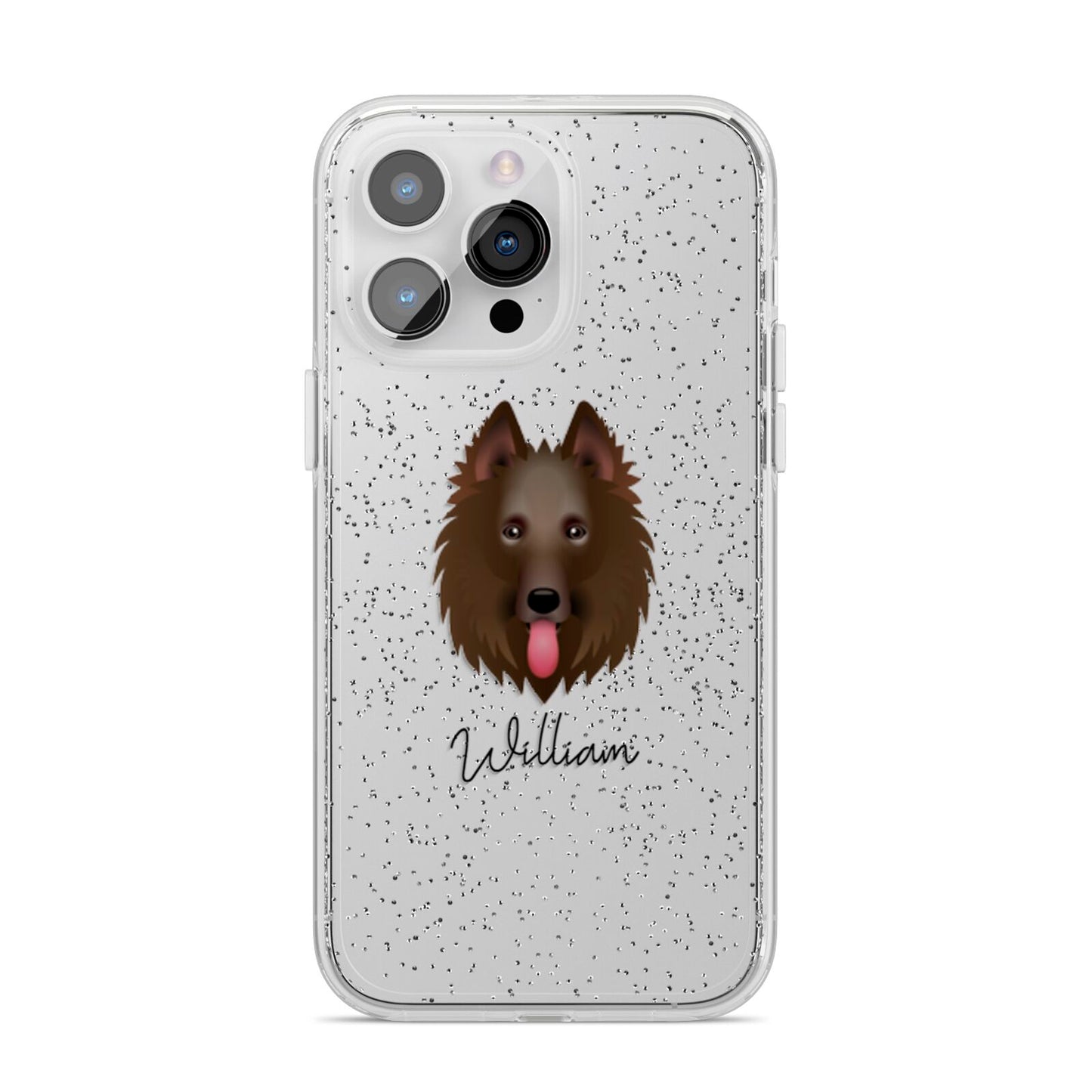 Belgian Shepherd Personalised iPhone 14 Pro Max Glitter Tough Case Silver