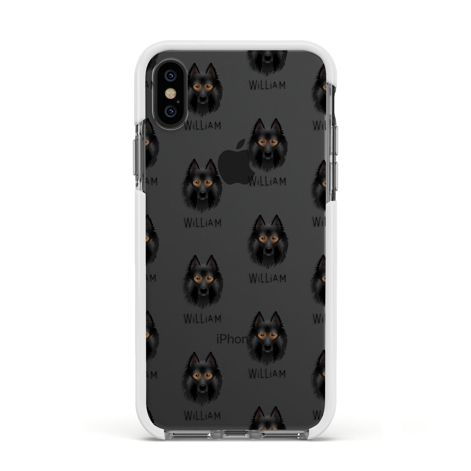 Belgian Tervuren Icon with Name Apple iPhone Xs Impact Case White Edge on Black Phone