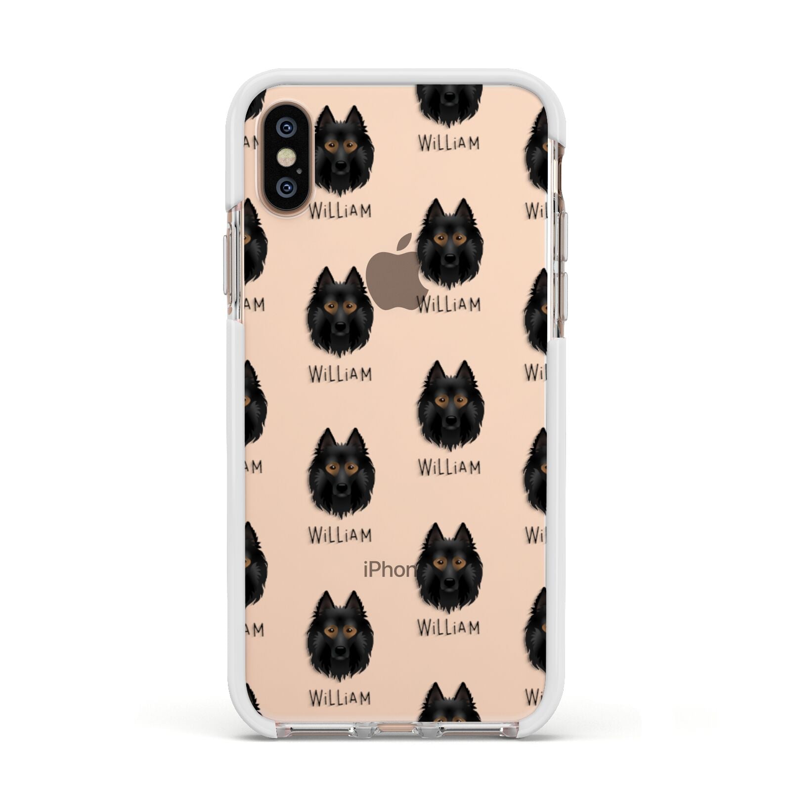 Belgian Tervuren Icon with Name Apple iPhone Xs Impact Case White Edge on Gold Phone