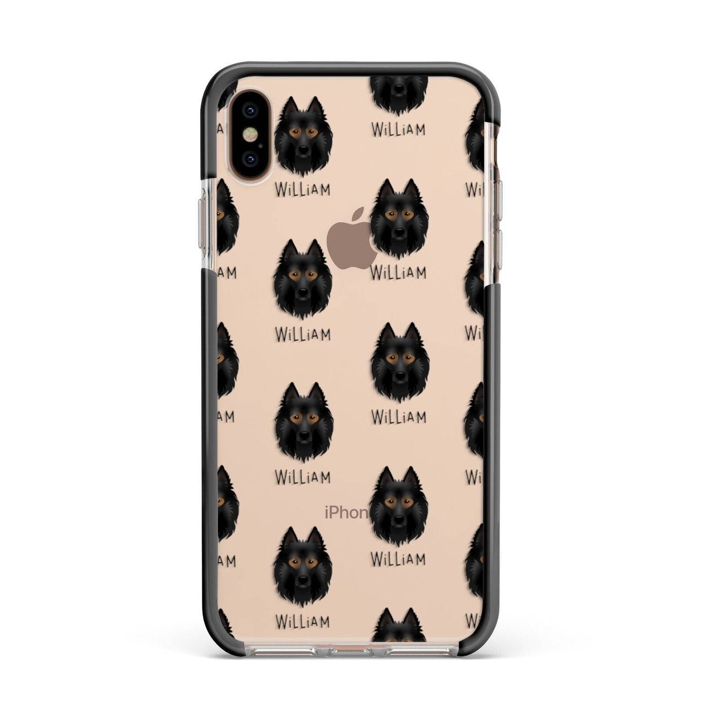 Belgian Tervuren Icon with Name Apple iPhone Xs Max Impact Case Black Edge on Gold Phone