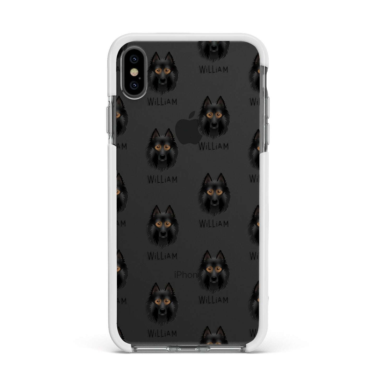 Belgian Tervuren Icon with Name Apple iPhone Xs Max Impact Case White Edge on Black Phone