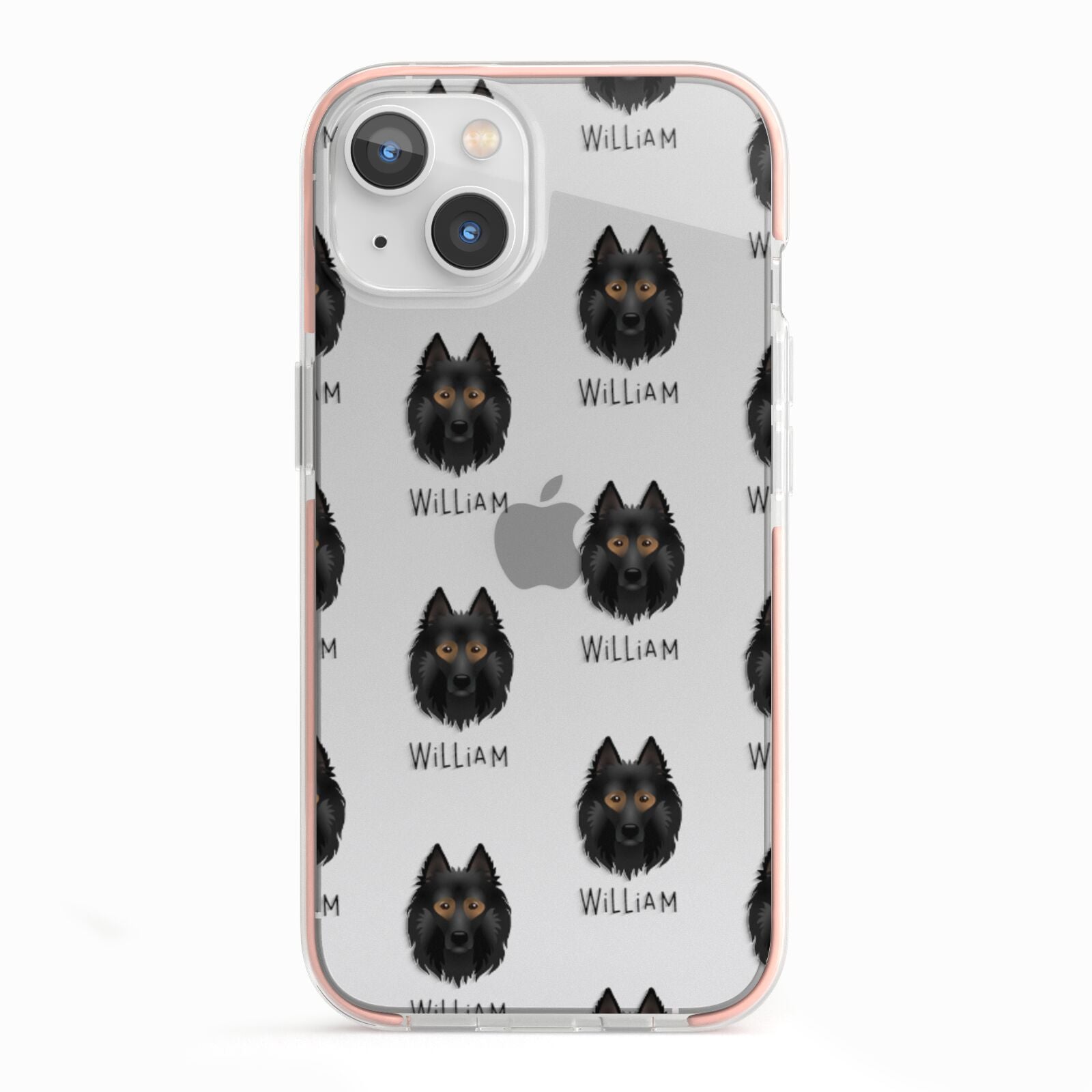 Belgian Tervuren Icon with Name iPhone 13 TPU Impact Case with Pink Edges