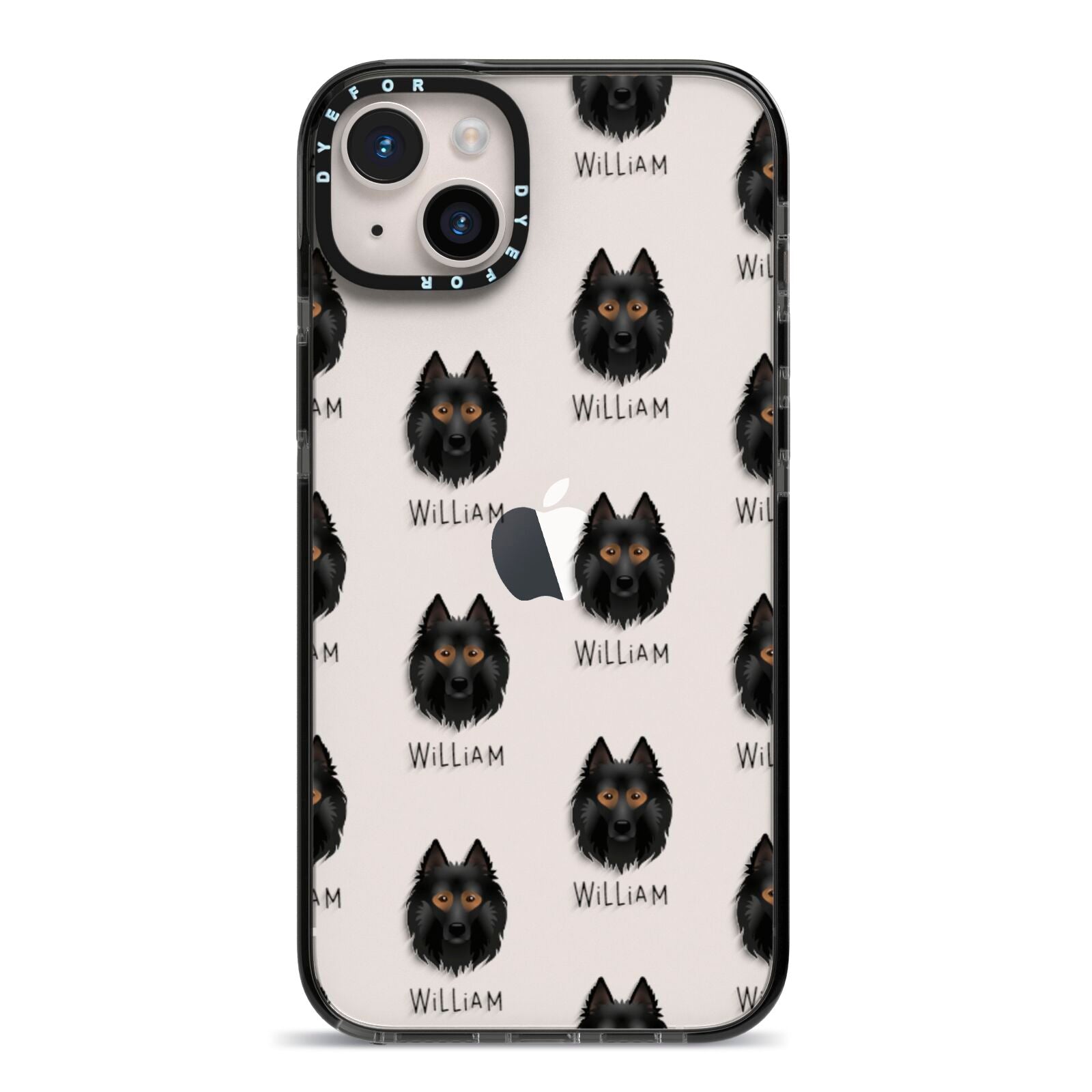 Belgian Tervuren Icon with Name iPhone 14 Plus Black Impact Case on Silver phone