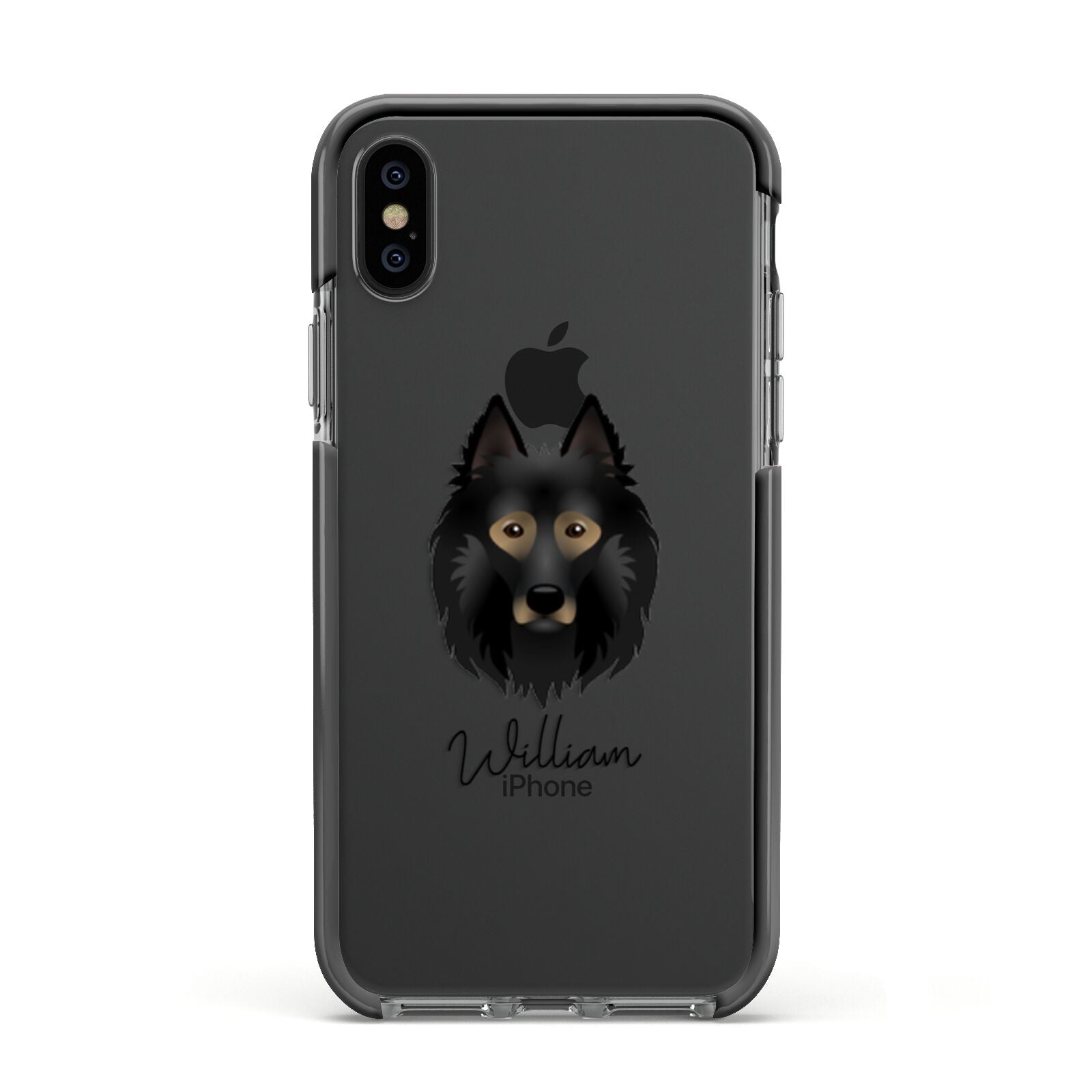 Belgian Tervuren Personalised Apple iPhone Xs Impact Case Black Edge on Black Phone