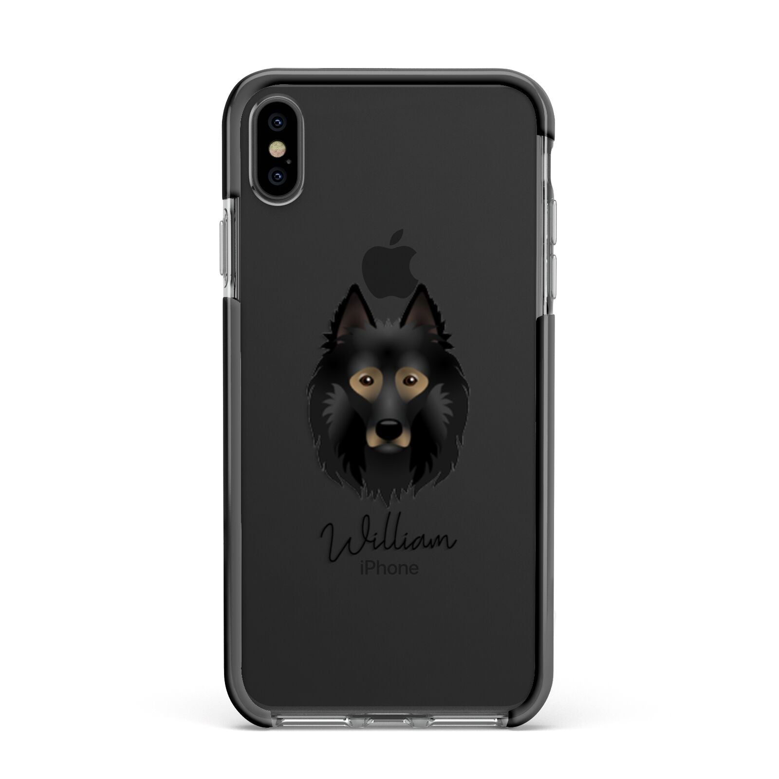 Belgian Tervuren Personalised Apple iPhone Xs Max Impact Case Black Edge on Black Phone