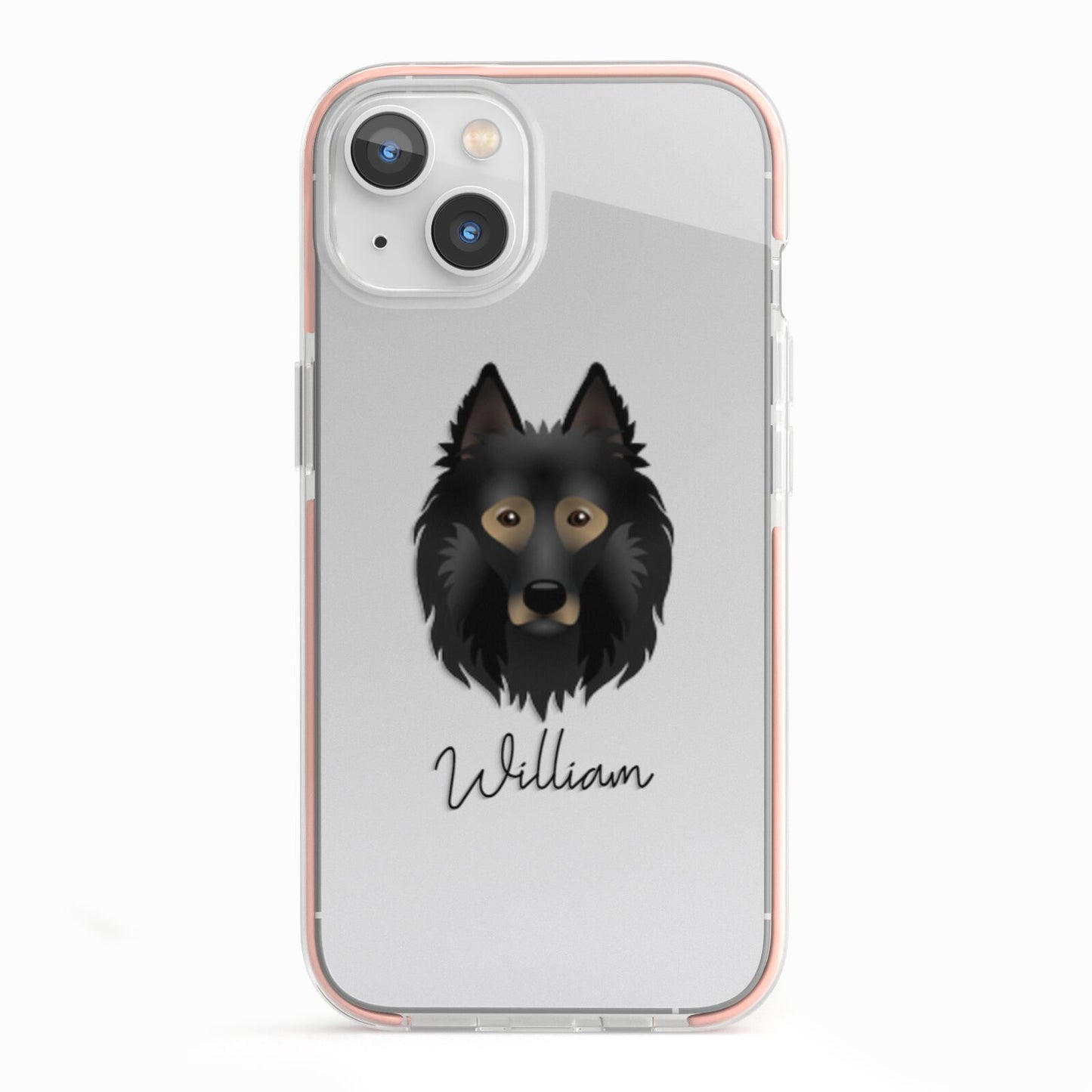 Belgian Tervuren Personalised iPhone 13 TPU Impact Case with Pink Edges