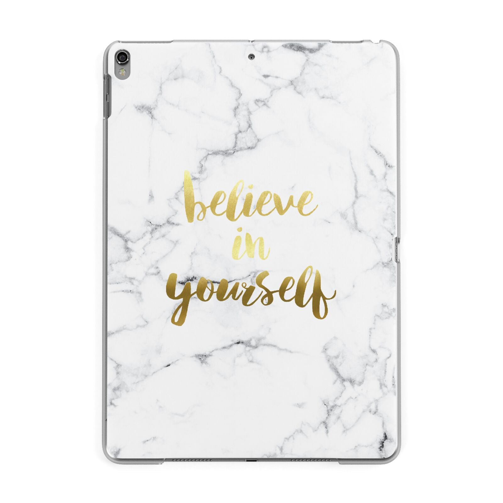 Believe In Yourself Gold Marble Apple iPad Grey Case