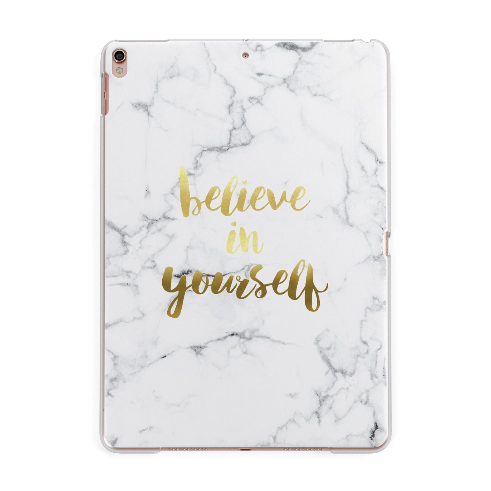 Believe In Yourself Gold Marble Apple iPad Rose Gold Case