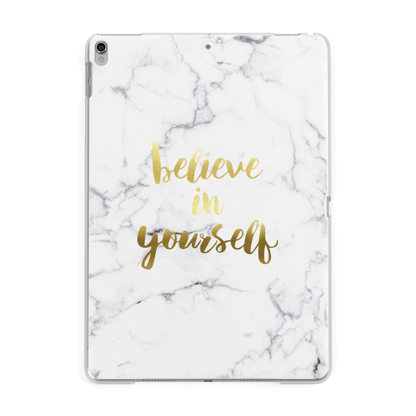 Believe In Yourself Gold Marble Apple iPad Silver Case