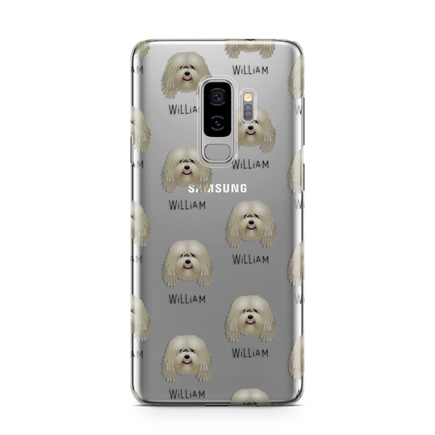 Bergamasco Icon with Name Samsung Galaxy S9 Plus Case on Silver phone