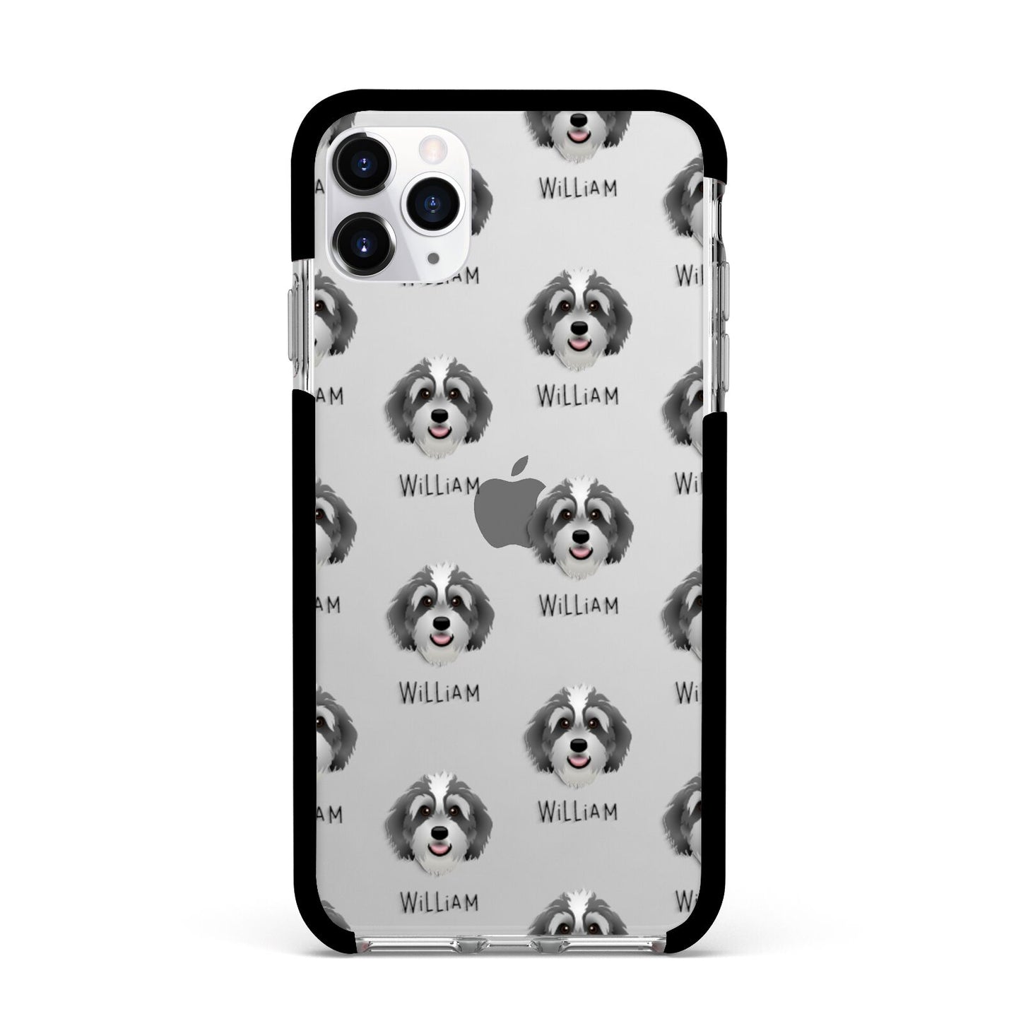 Bernedoodle Icon with Name Apple iPhone 11 Pro Max in Silver with Black Impact Case