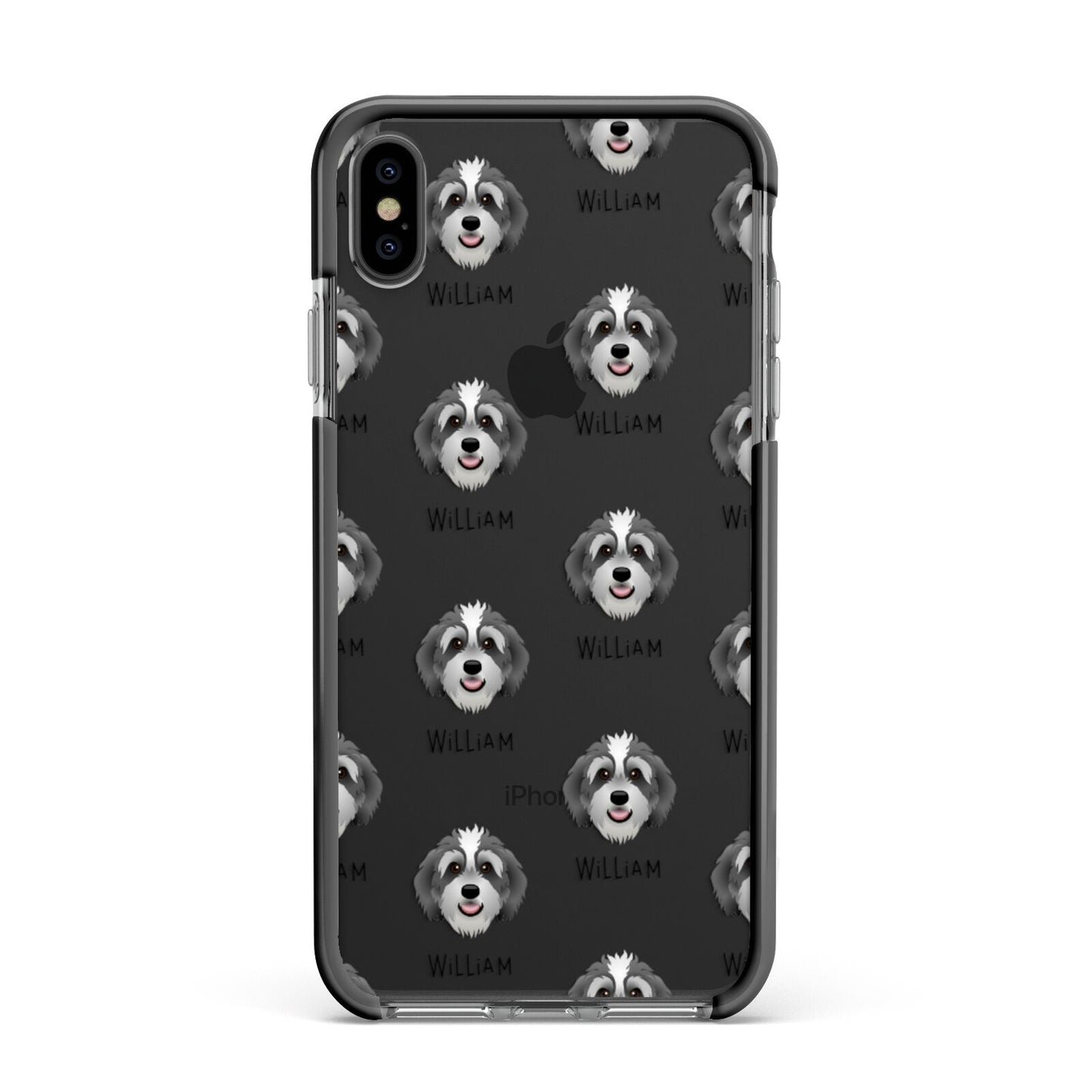 Bernedoodle Icon with Name Apple iPhone Xs Max Impact Case Black Edge on Black Phone