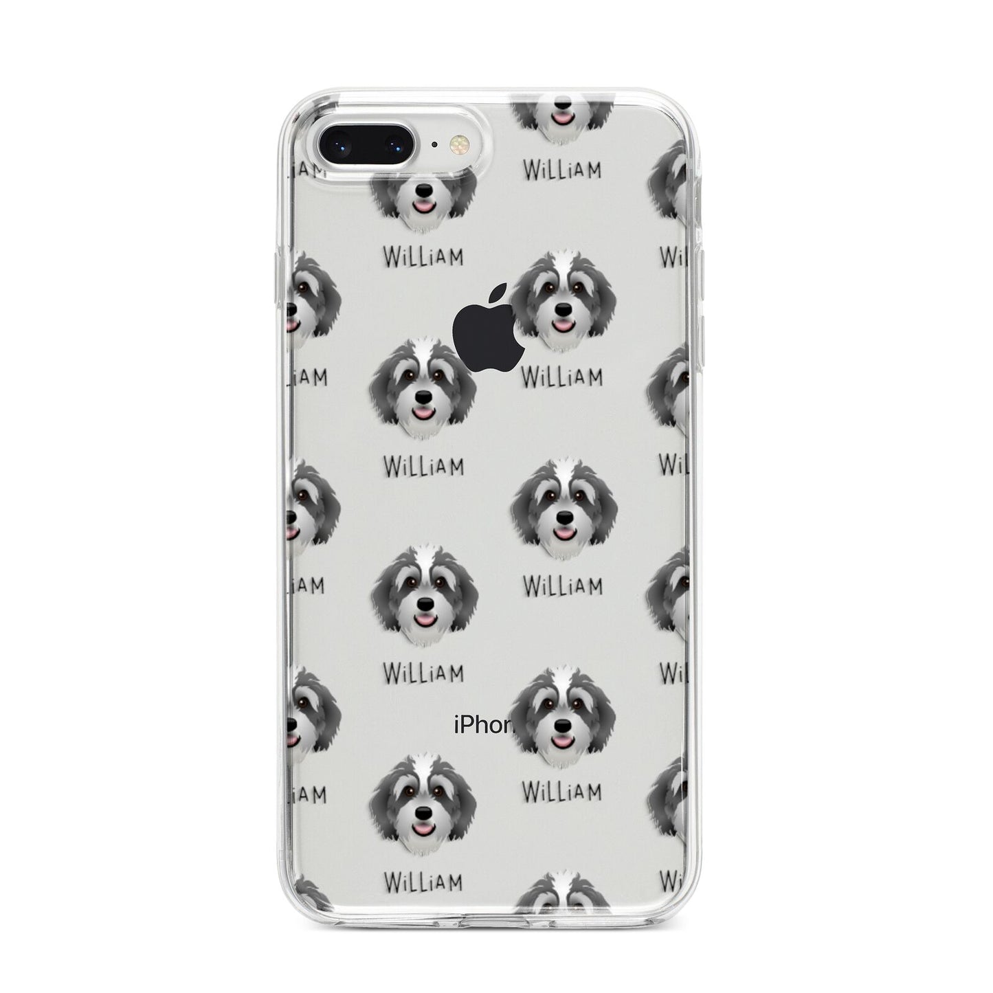 Bernedoodle Icon with Name iPhone 8 Plus Bumper Case on Silver iPhone