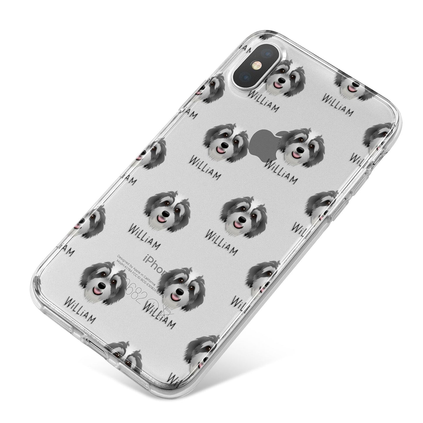 Bernedoodle Icon with Name iPhone X Bumper Case on Silver iPhone