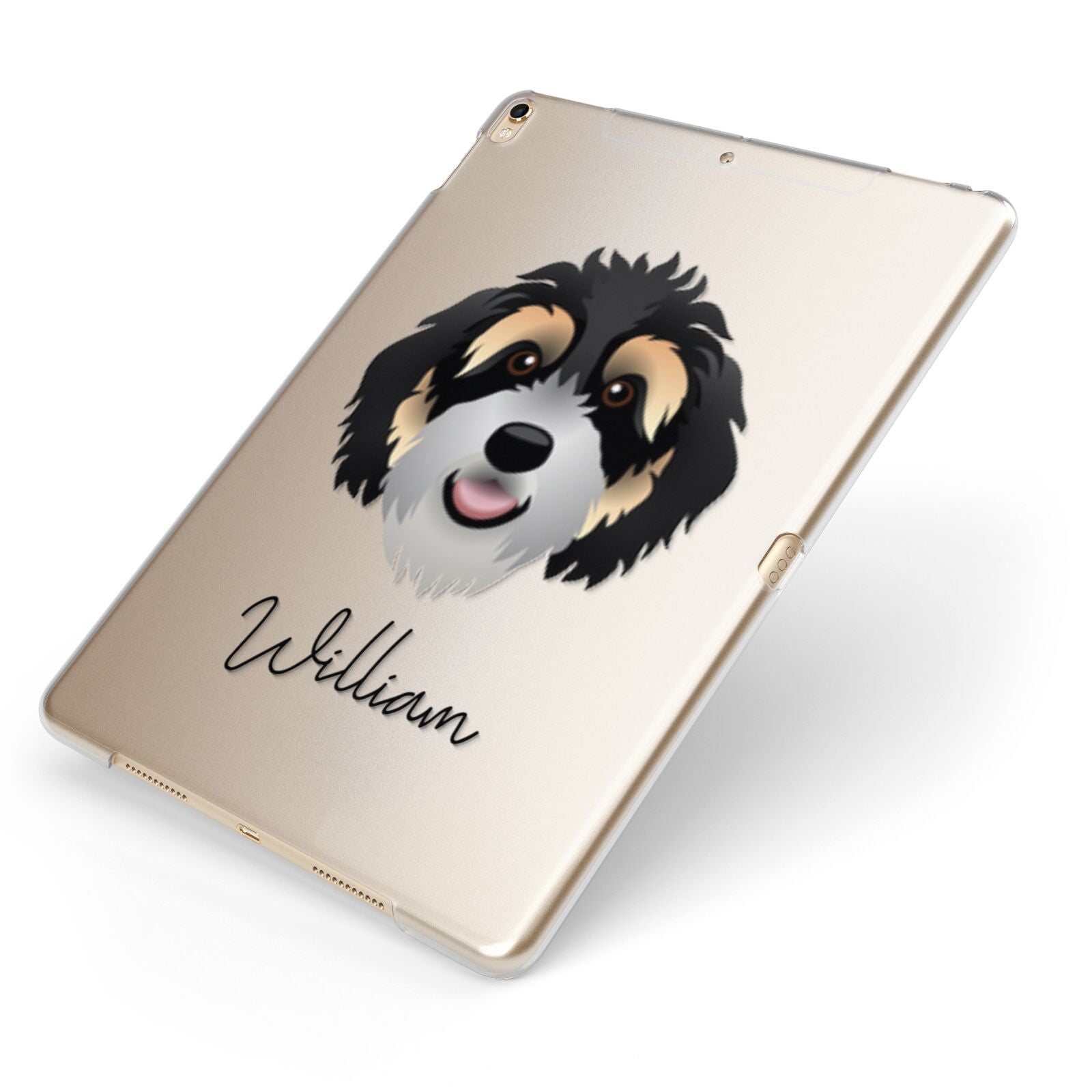 Bernedoodle Personalised Apple iPad Case on Gold iPad Side View