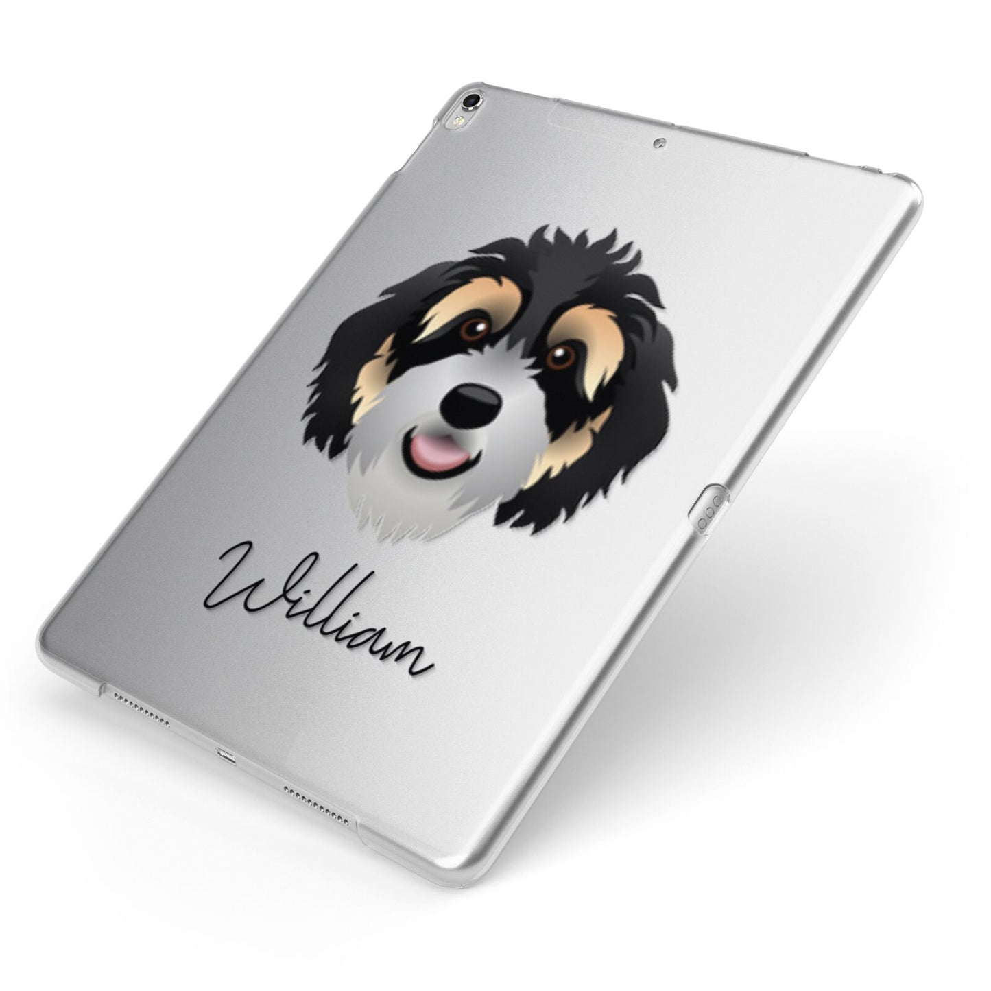 Bernedoodle Personalised Apple iPad Case on Silver iPad Side View