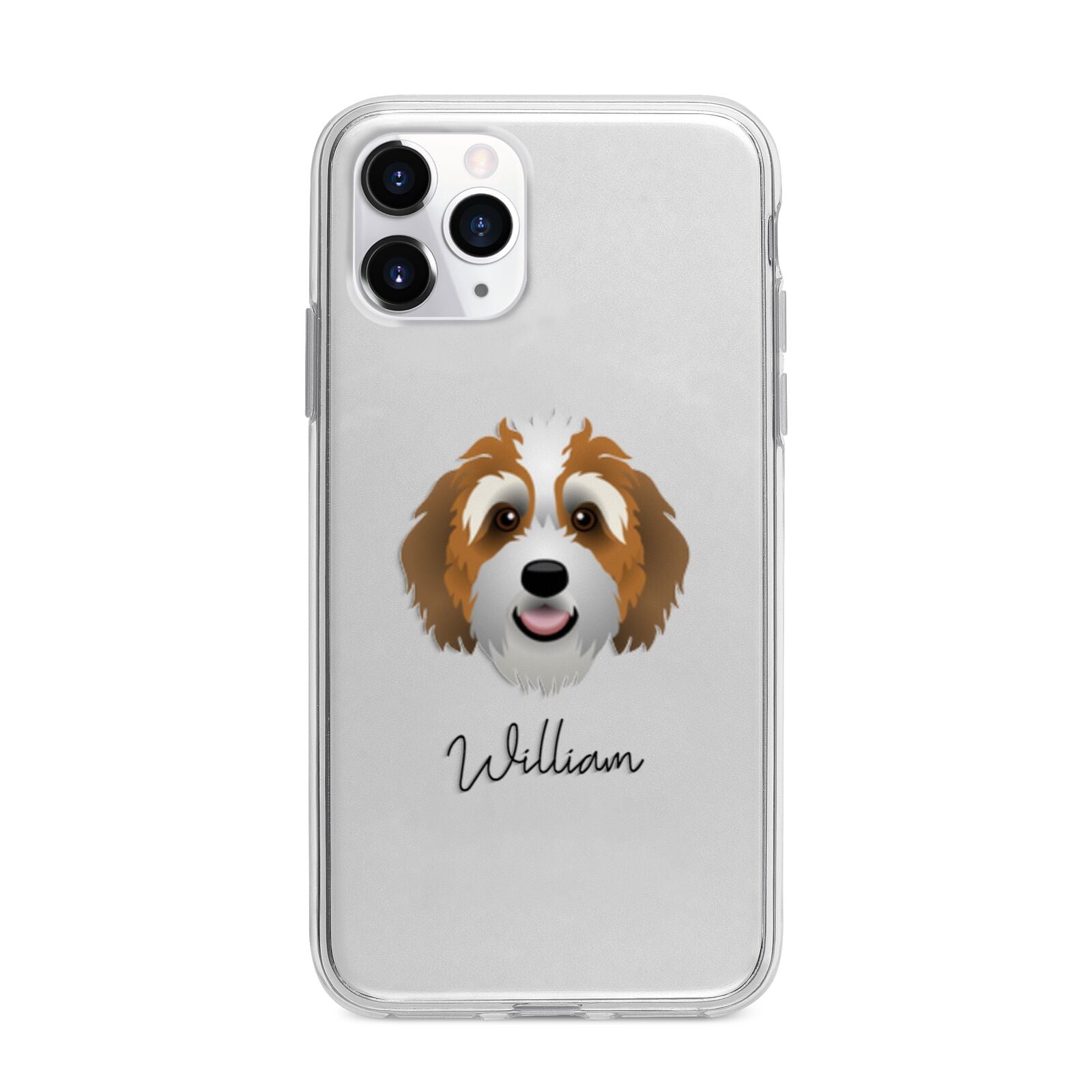 Bernedoodle Personalised Apple iPhone 11 Pro in Silver with Bumper Case