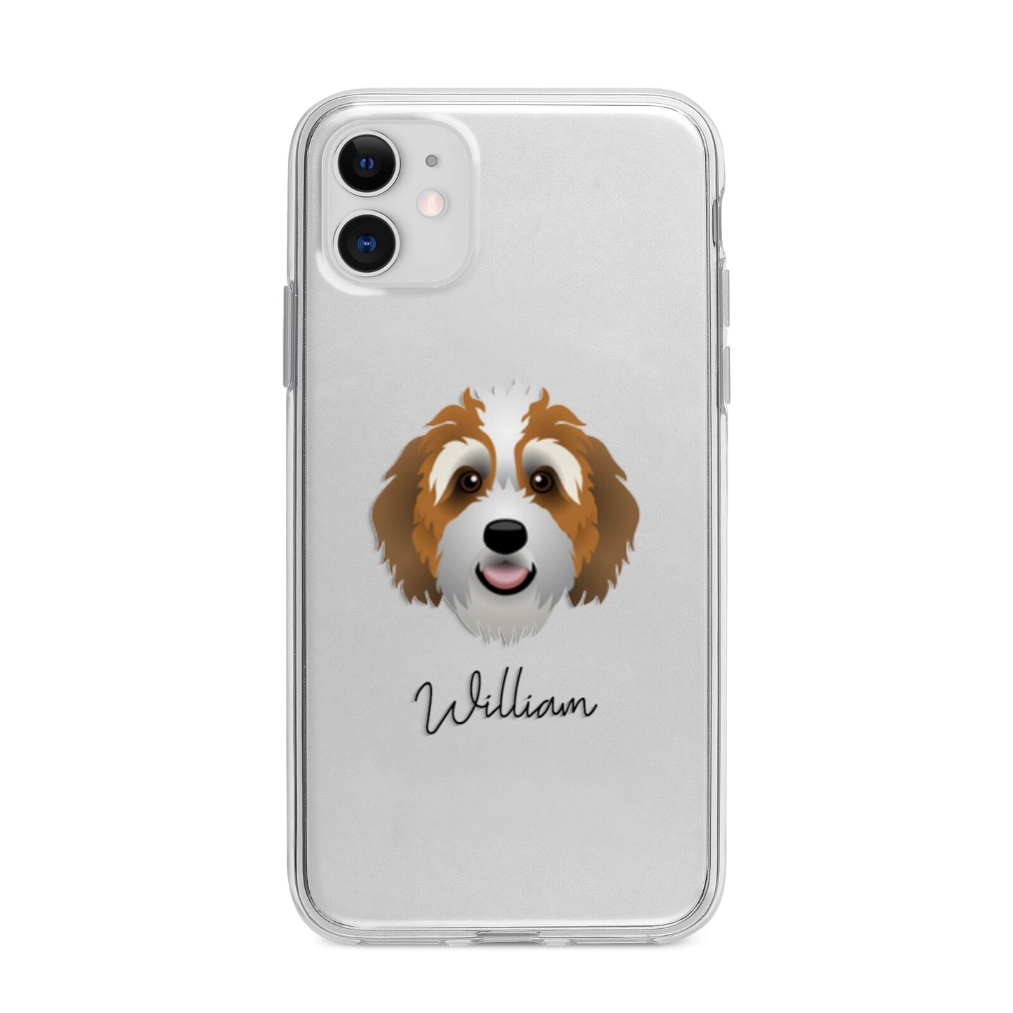 Bernedoodle Personalised Apple iPhone 11 in White with Bumper Case