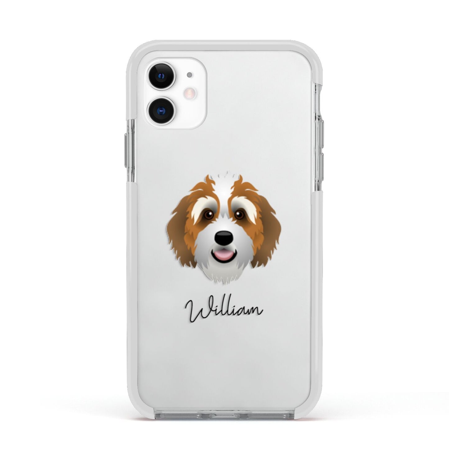 Bernedoodle Personalised Apple iPhone 11 in White with White Impact Case