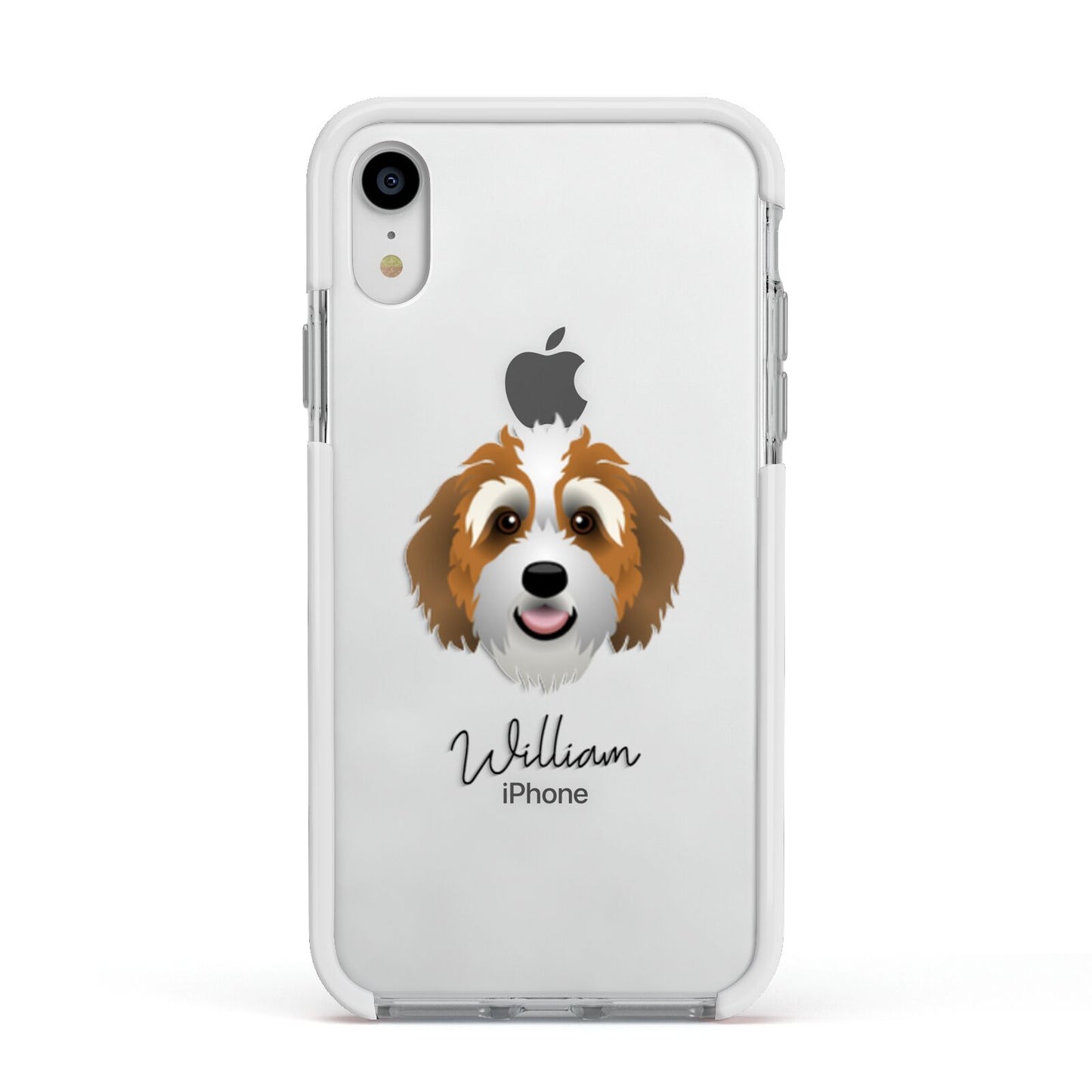 Bernedoodle Personalised Apple iPhone XR Impact Case White Edge on Silver Phone