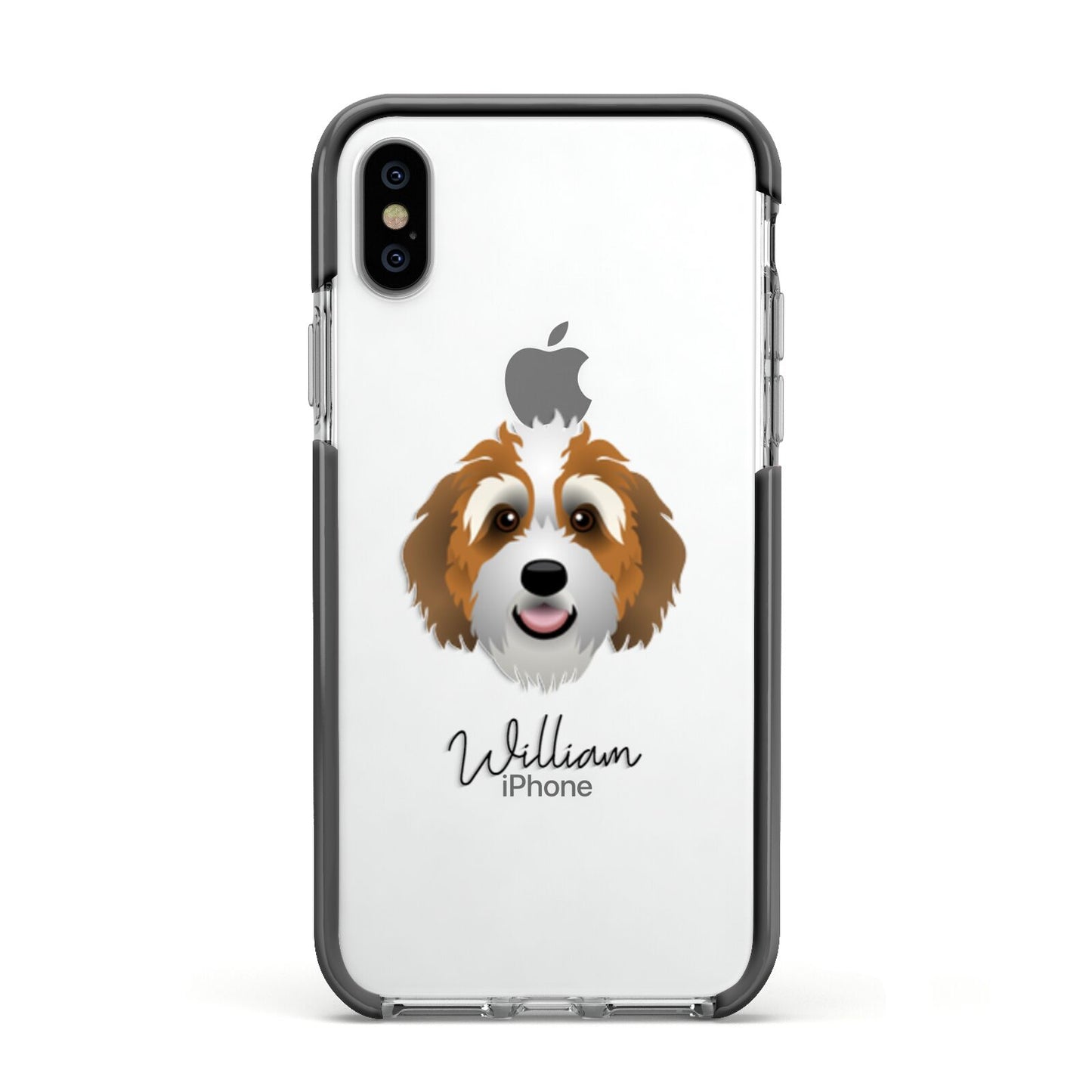 Bernedoodle Personalised Apple iPhone Xs Impact Case Black Edge on Silver Phone