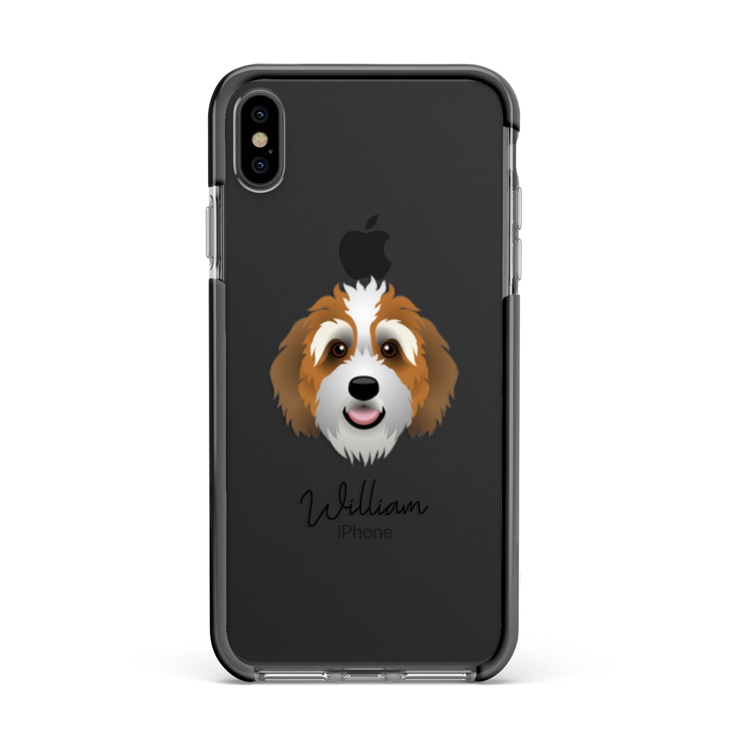 Bernedoodle Personalised Apple iPhone Xs Max Impact Case Black Edge on Black Phone