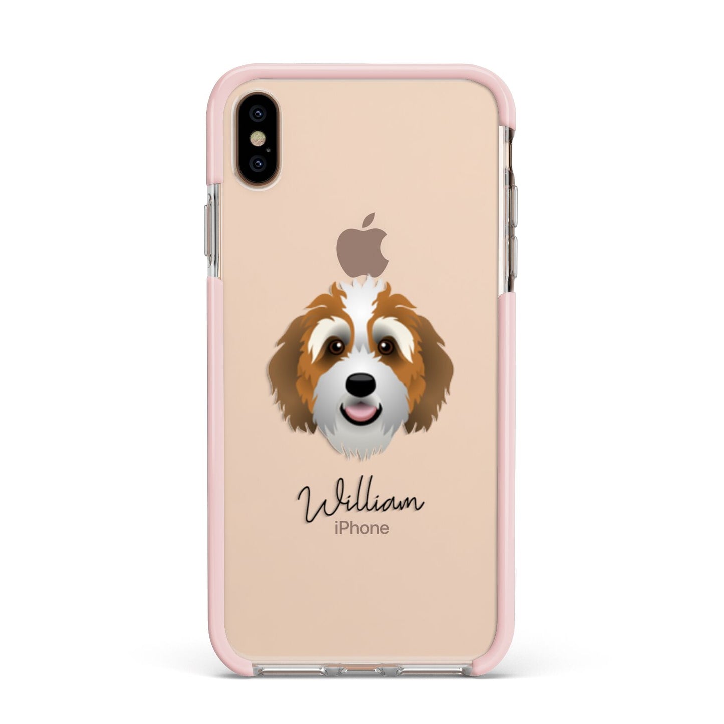 Bernedoodle Personalised Apple iPhone Xs Max Impact Case Pink Edge on Gold Phone