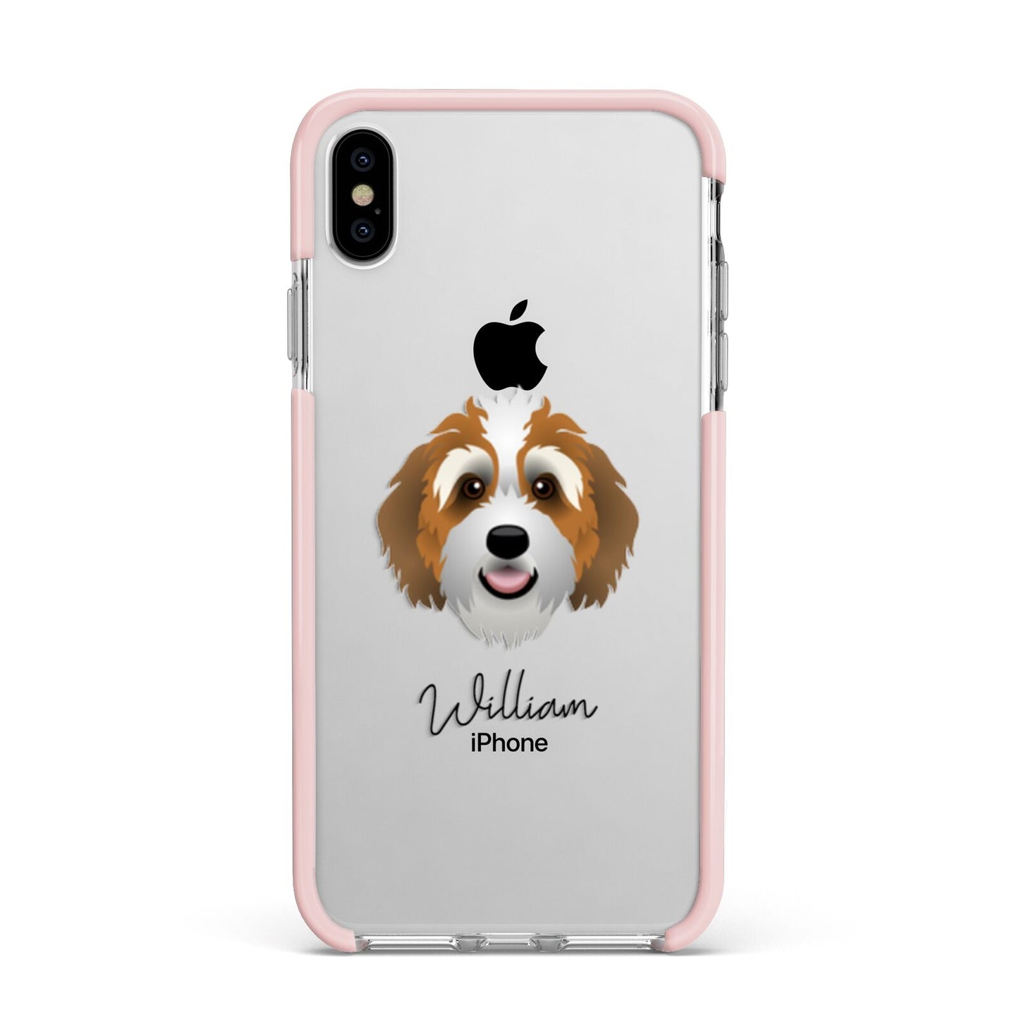 Bernedoodle Personalised Apple iPhone Xs Max Impact Case Pink Edge on Silver Phone