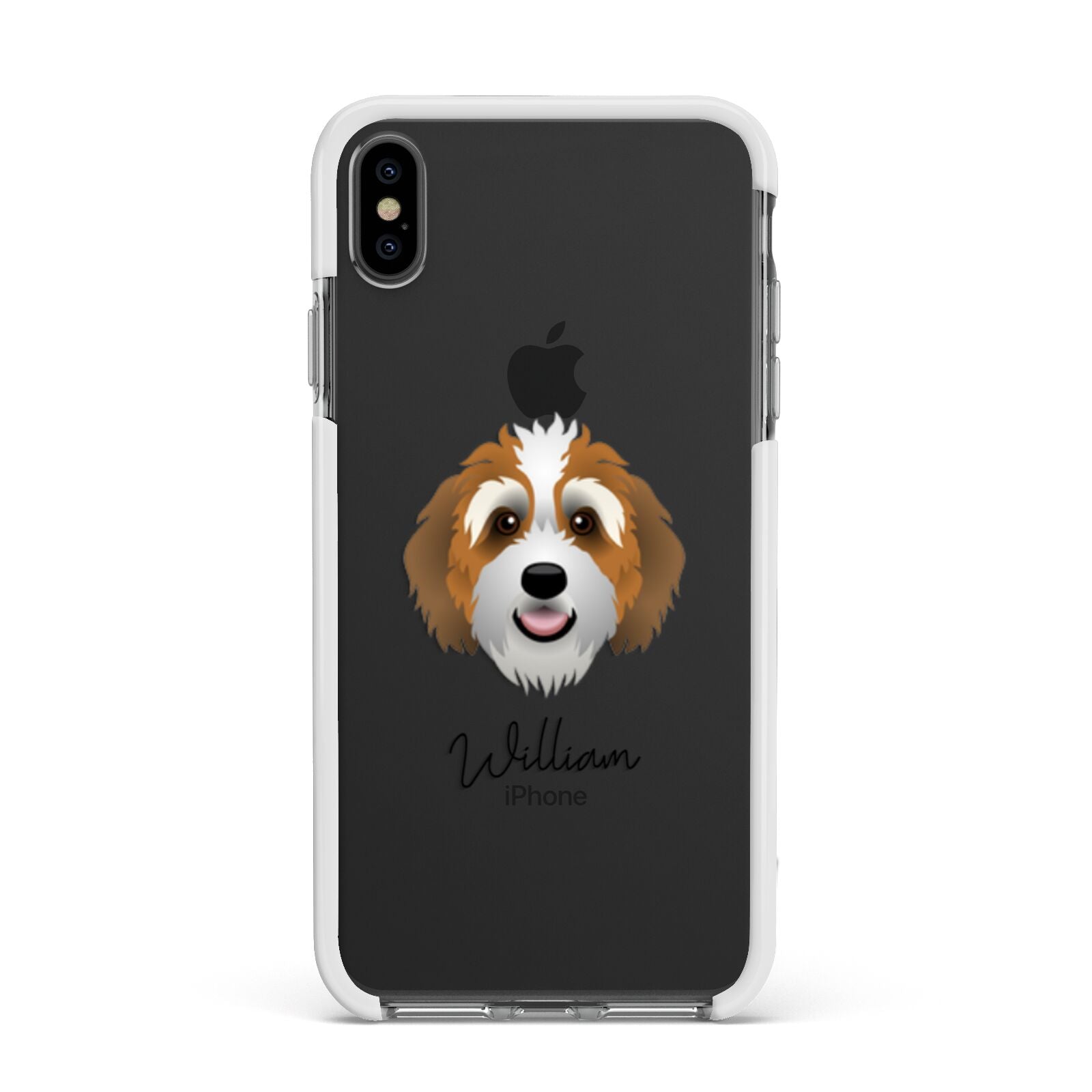 Bernedoodle Personalised Apple iPhone Xs Max Impact Case White Edge on Black Phone