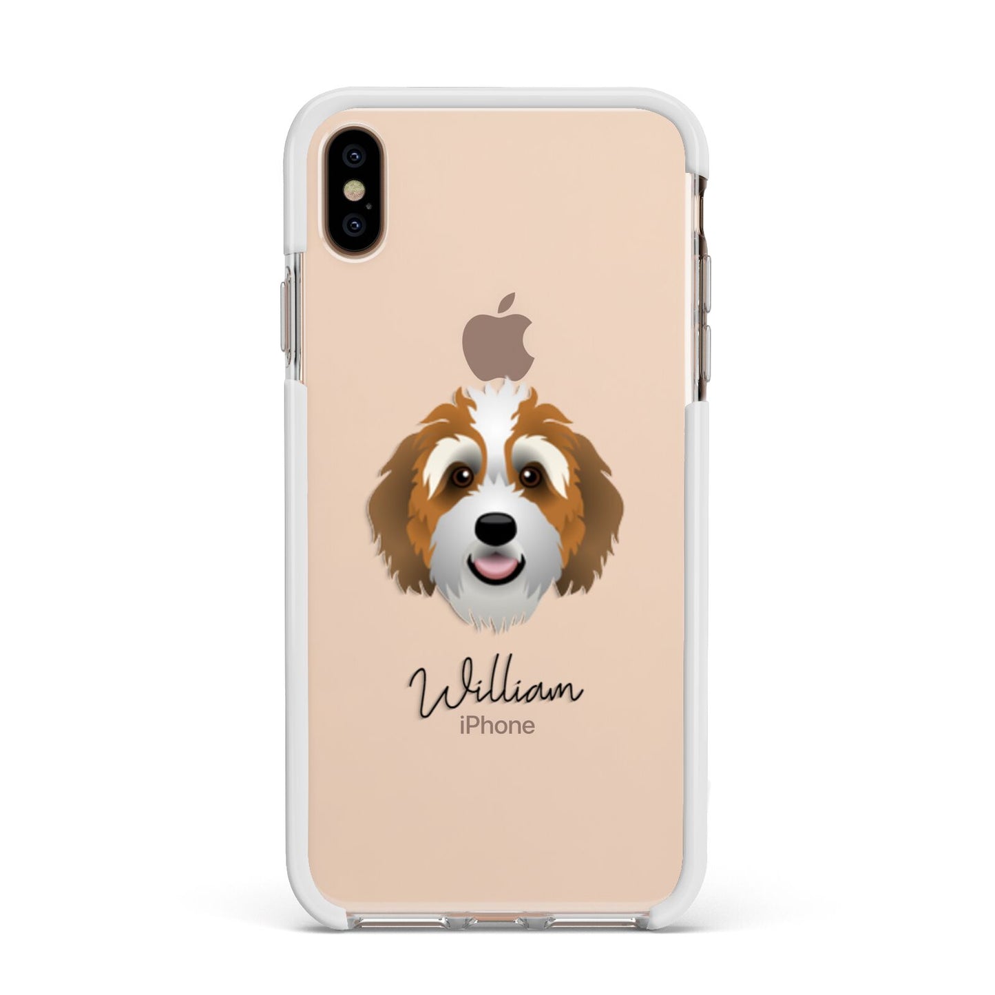 Bernedoodle Personalised Apple iPhone Xs Max Impact Case White Edge on Gold Phone