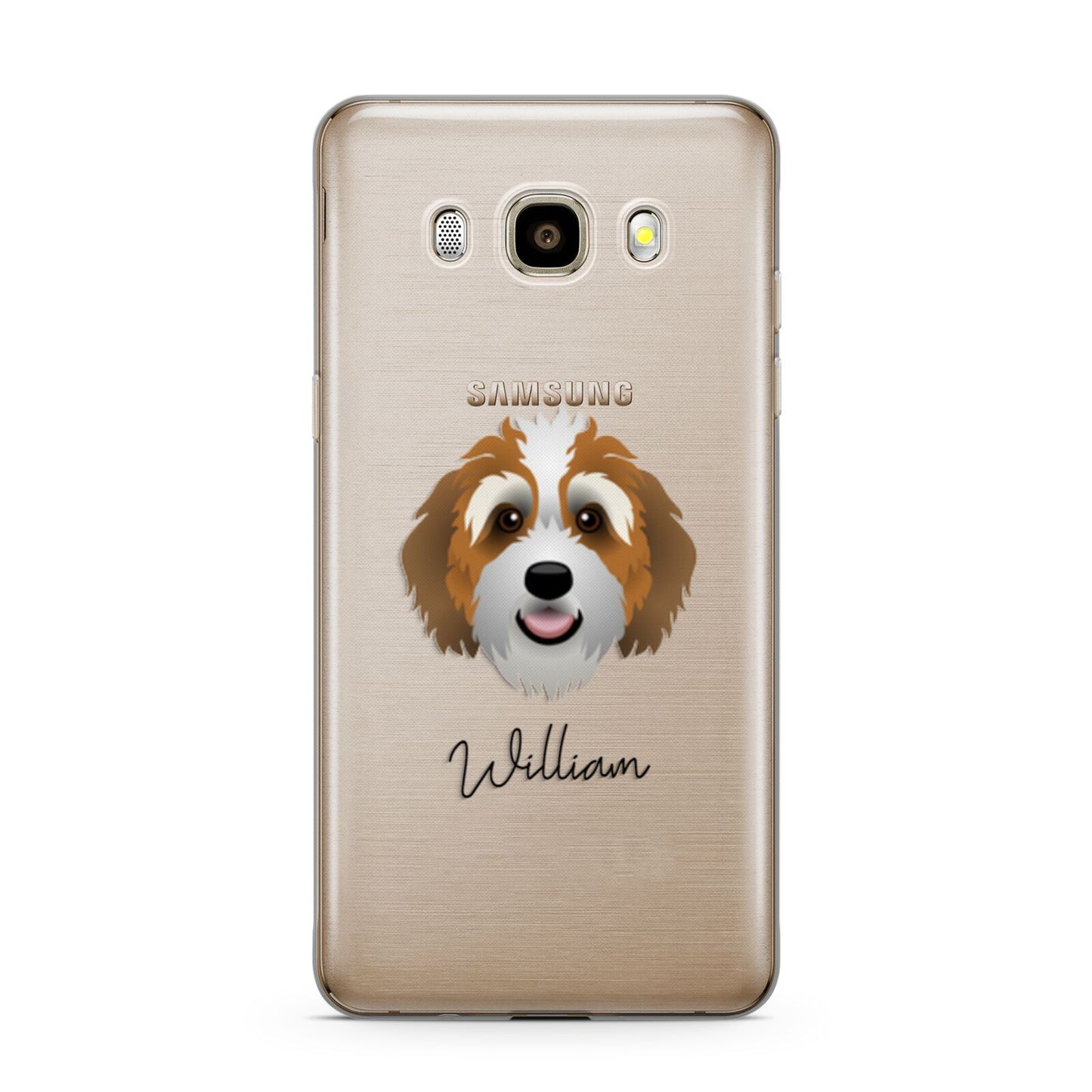 Bernedoodle Personalised Samsung Galaxy J7 2016 Case on gold phone