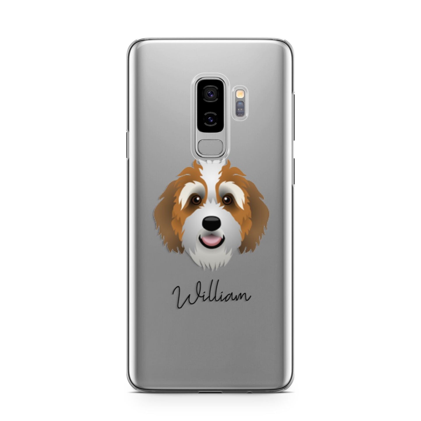 Bernedoodle Personalised Samsung Galaxy S9 Plus Case on Silver phone