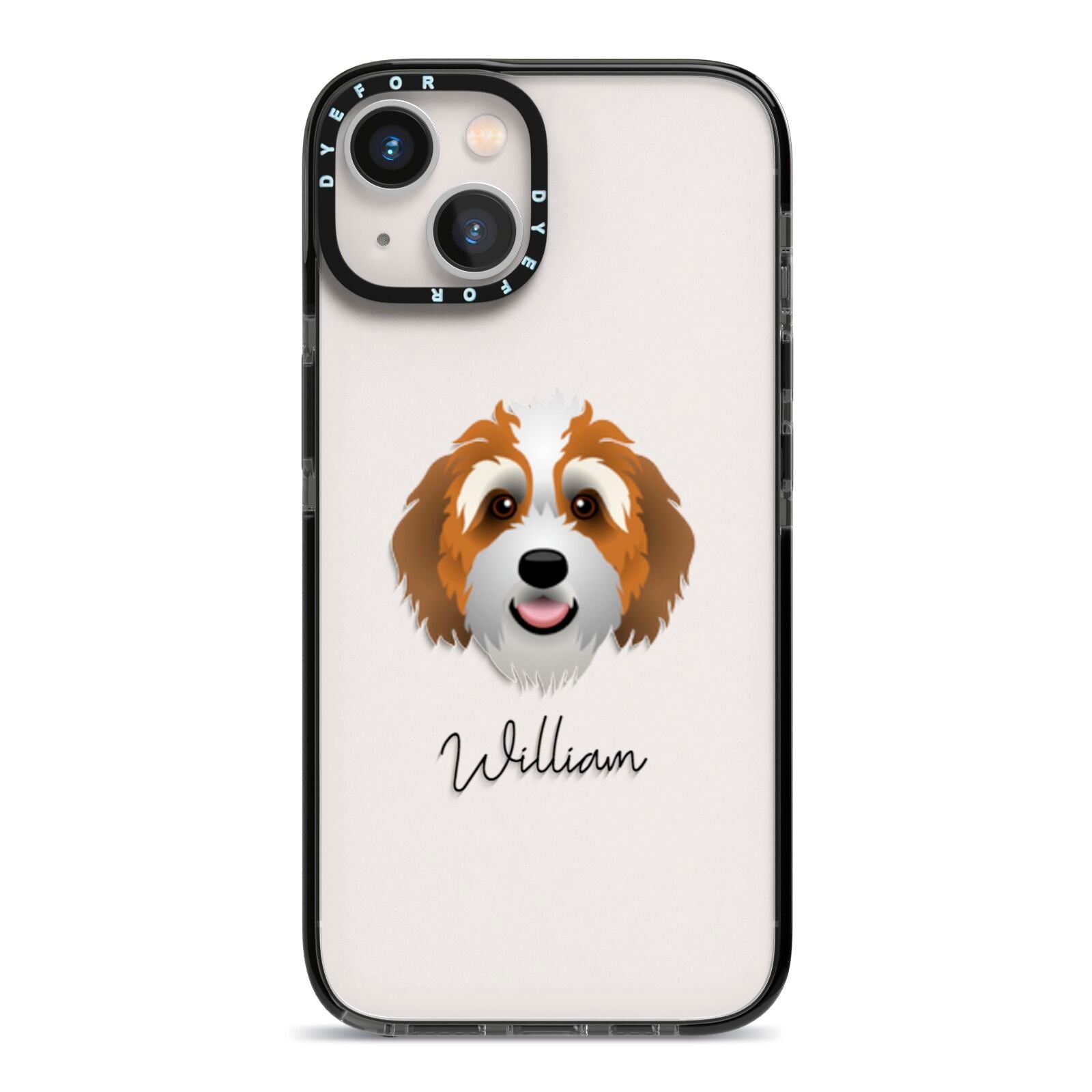 Bernedoodle Personalised iPhone 13 Black Impact Case on Silver phone