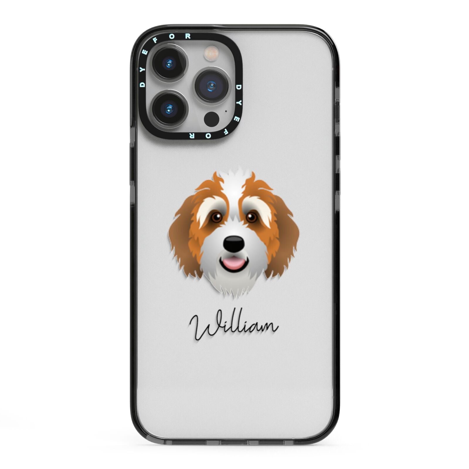 Bernedoodle Personalised iPhone 13 Pro Max Black Impact Case on Silver phone